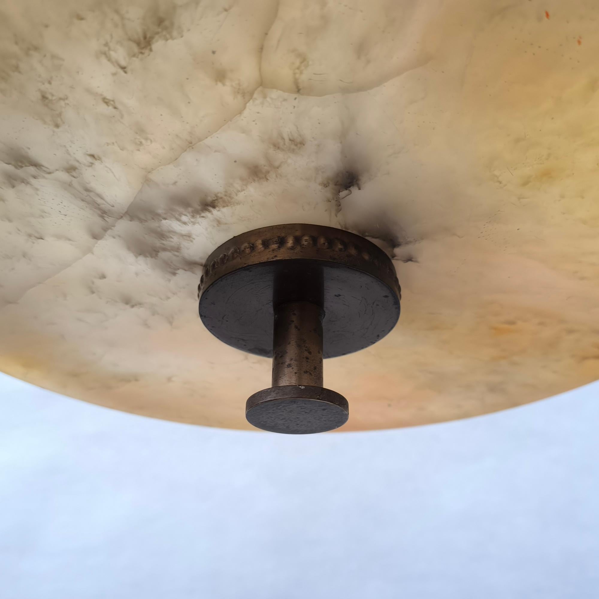 Scandinavian Alabaster Ceiling Lamp Attr. to Harald Notini for Böhlmarks, 1930s For Sale 6