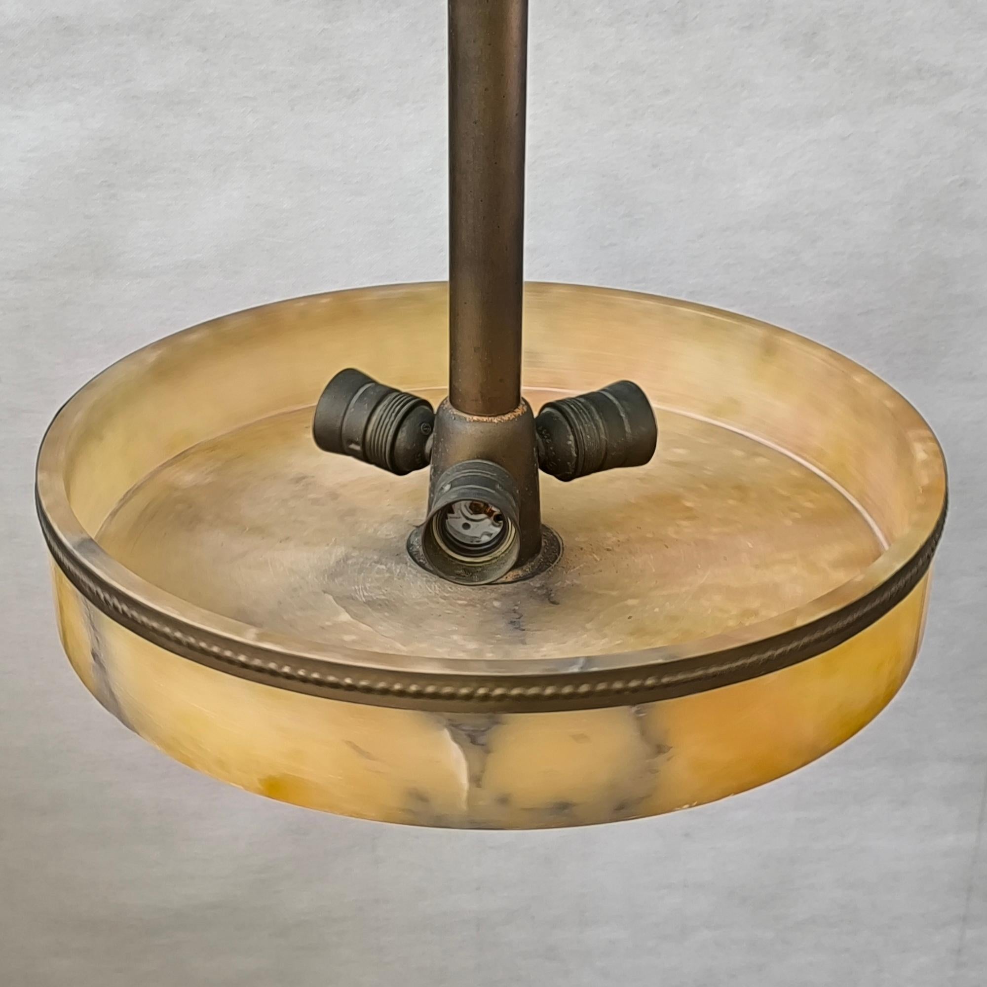 Scandinavian Alabaster Ceiling Lamp Attr. to Harald Notini for Böhlmarks, 1930s For Sale 7