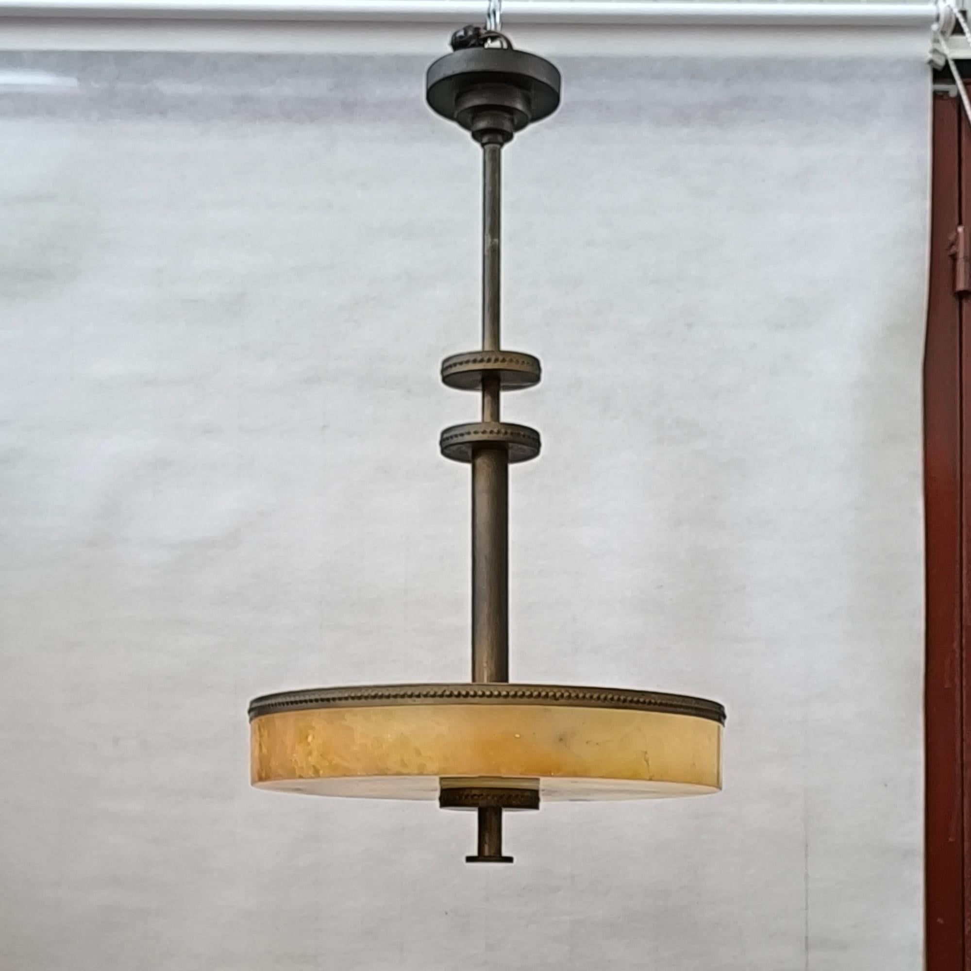 Scandinavian Alabaster Ceiling Lamp Attr. to Harald Notini for Böhlmarks, 1930s In Good Condition For Sale In Bochum, NRW