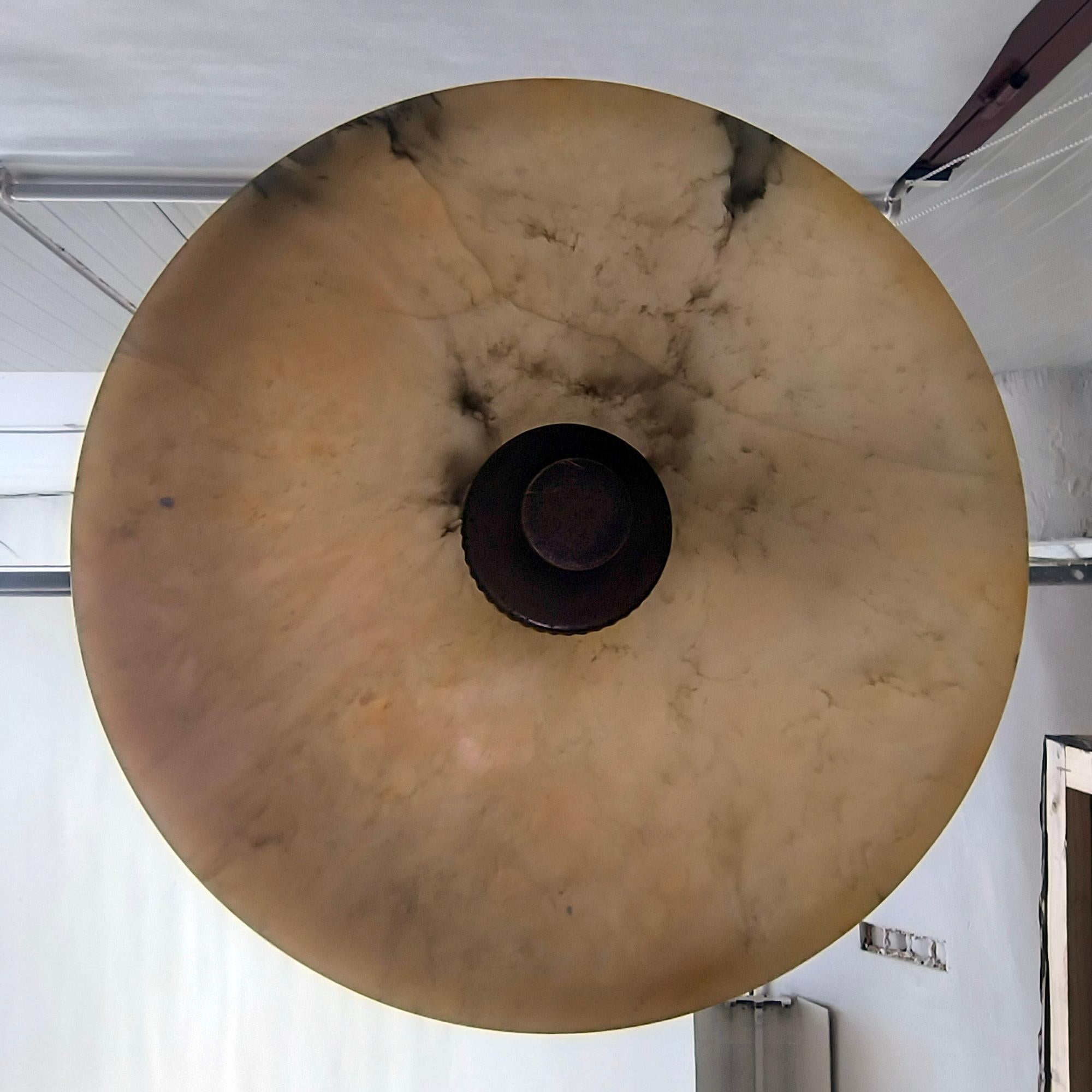 Scandinavian Alabaster Ceiling Lamp Attr. to Harald Notini for Böhlmarks, 1930s For Sale 2