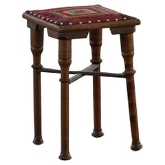 Scandinavian Almue Stool in Wood & Fabric, Late 19th Century