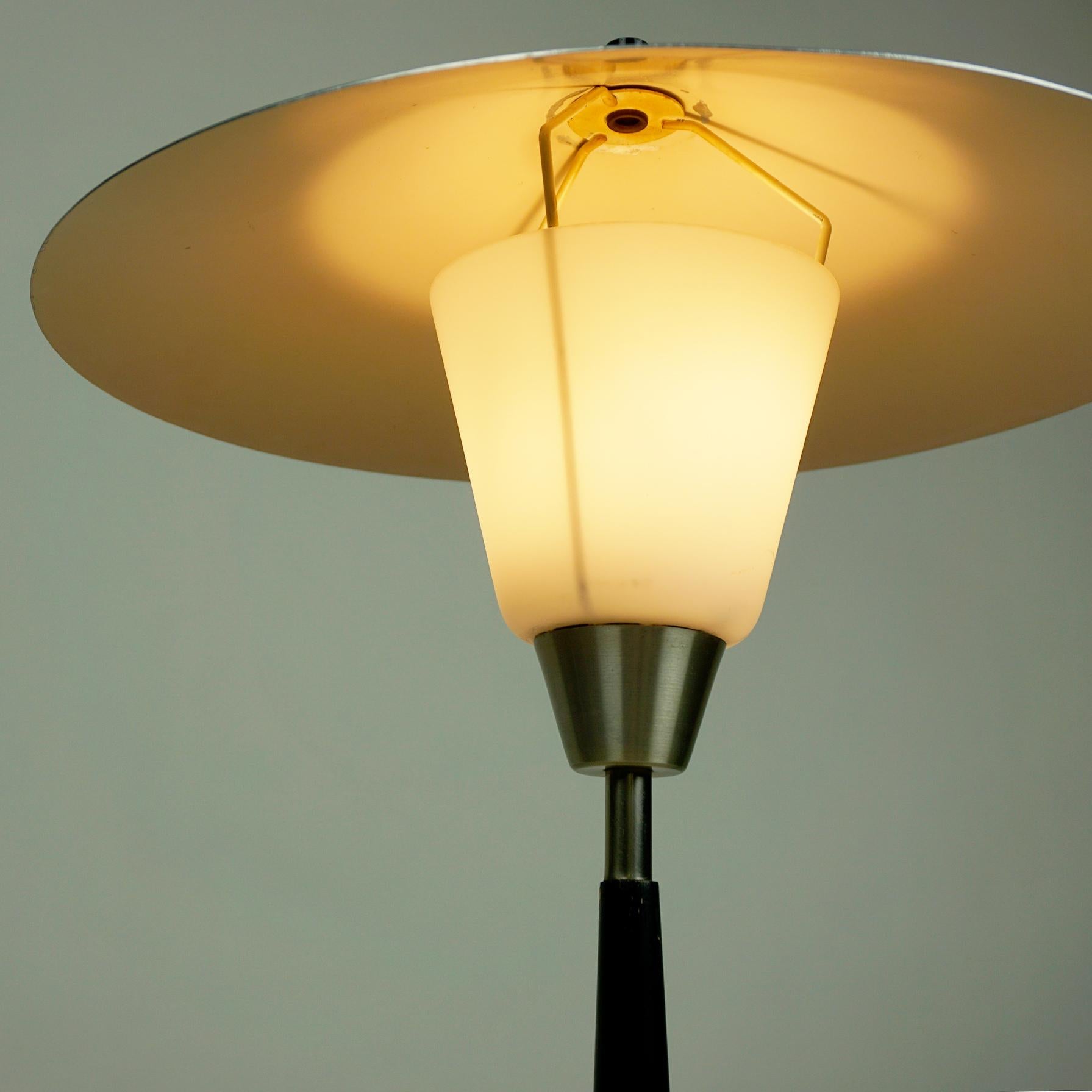 Scandinavian Aluminum and Opaline Glass Table Lamp by Fog & Mørup, Denmark 2