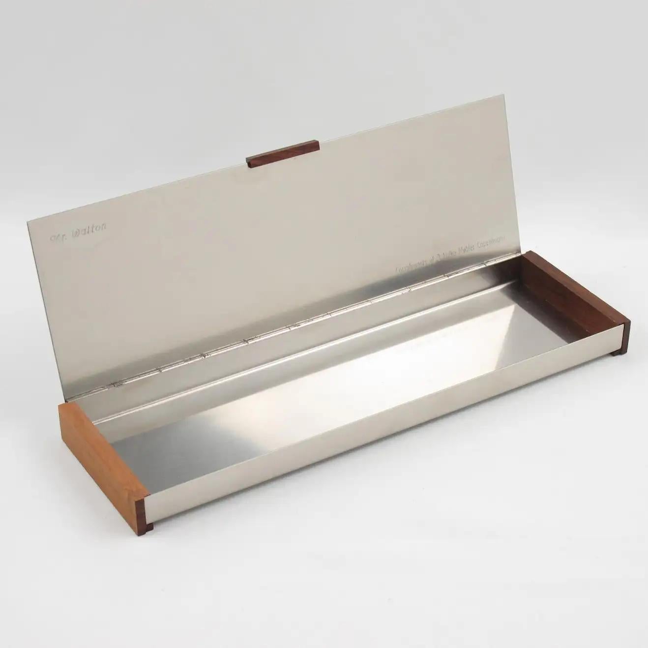 Mid-Century Modern Scandinavian Aluminum and Teak Wood Box by Dansk Form, 1970s