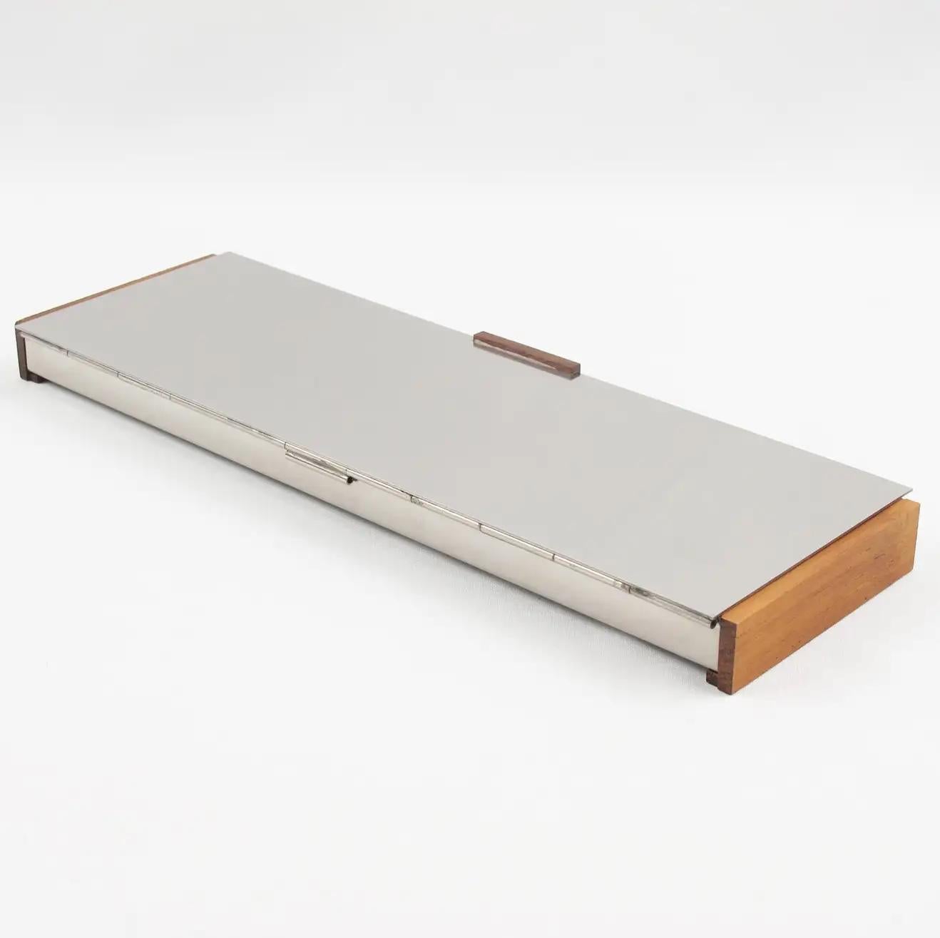 Danish Scandinavian Aluminum and Teak Wood Box by Dansk Form, 1970s
