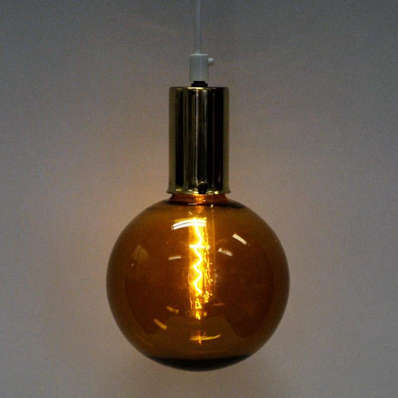 Scandinavian Amber colored glass dome pendant 1970s For Sale 1