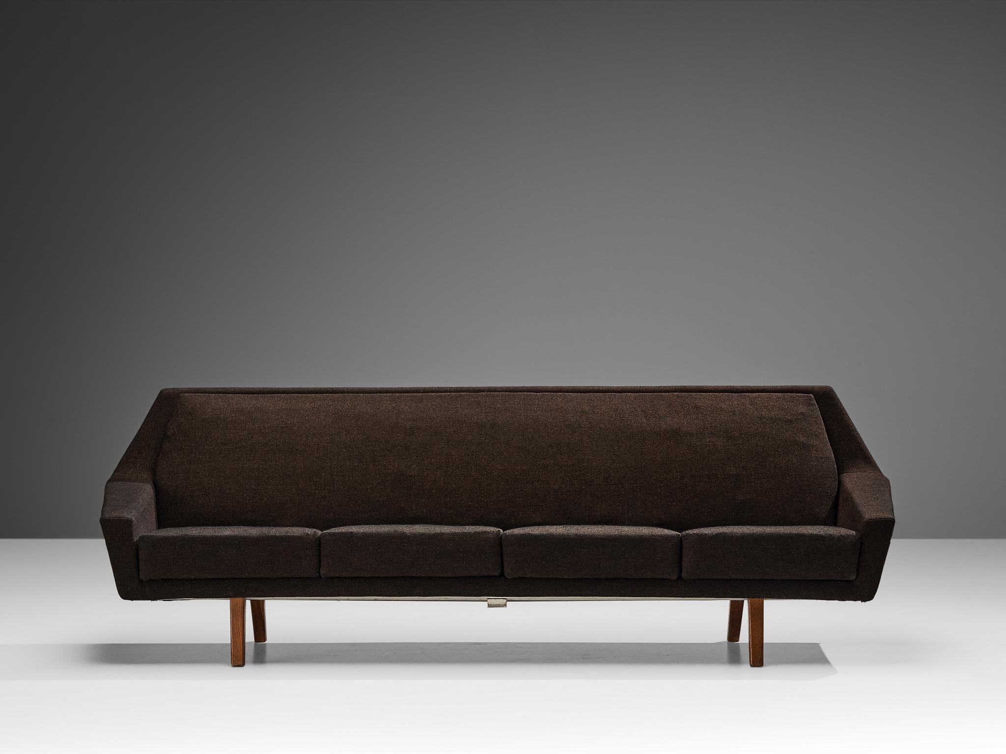 Scandinavian Modern Scandinavian Angular Sofa in Brown Upholstery For Sale