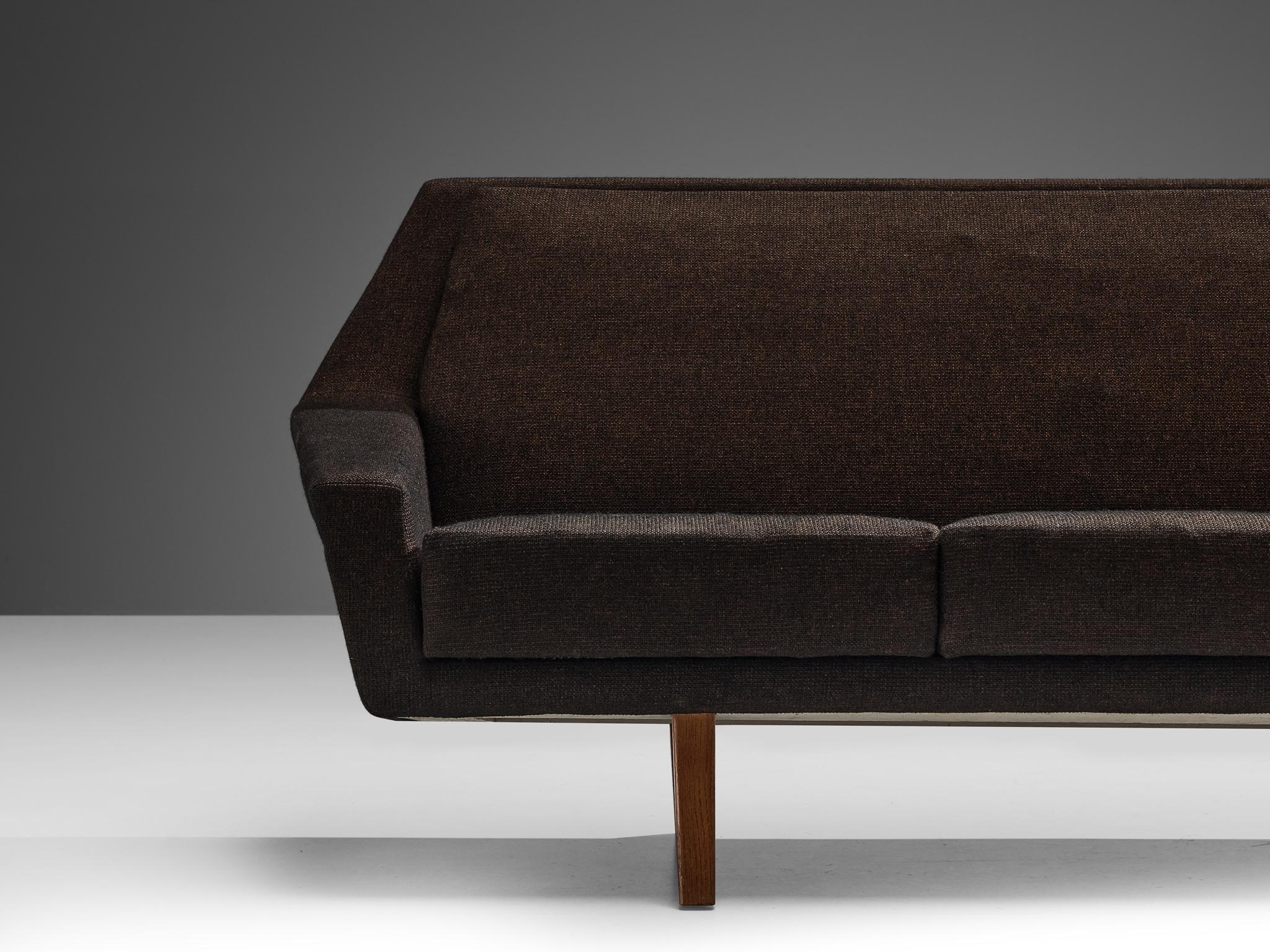 Scandinavian Angular Sofa in Brown Upholstery In Good Condition For Sale In Waalwijk, NL