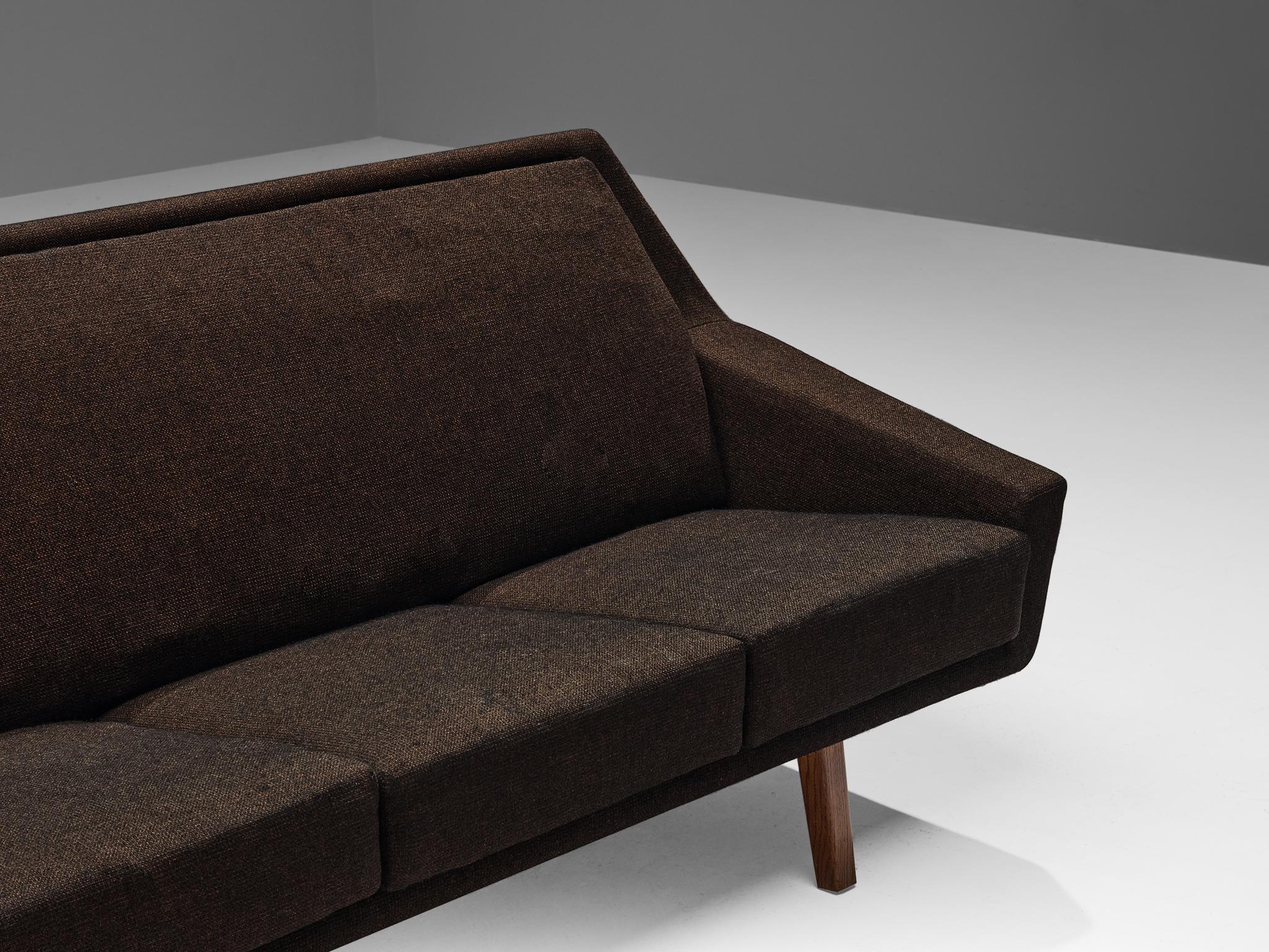 Fabric Scandinavian Angular Sofa in Brown Upholstery For Sale