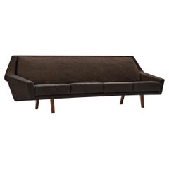 Scandinavian Angular Sofa in Brown Upholstery
