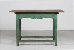 Scandinavian Antique Table of Pine Wood with Green Patinated Frame, 19th Century