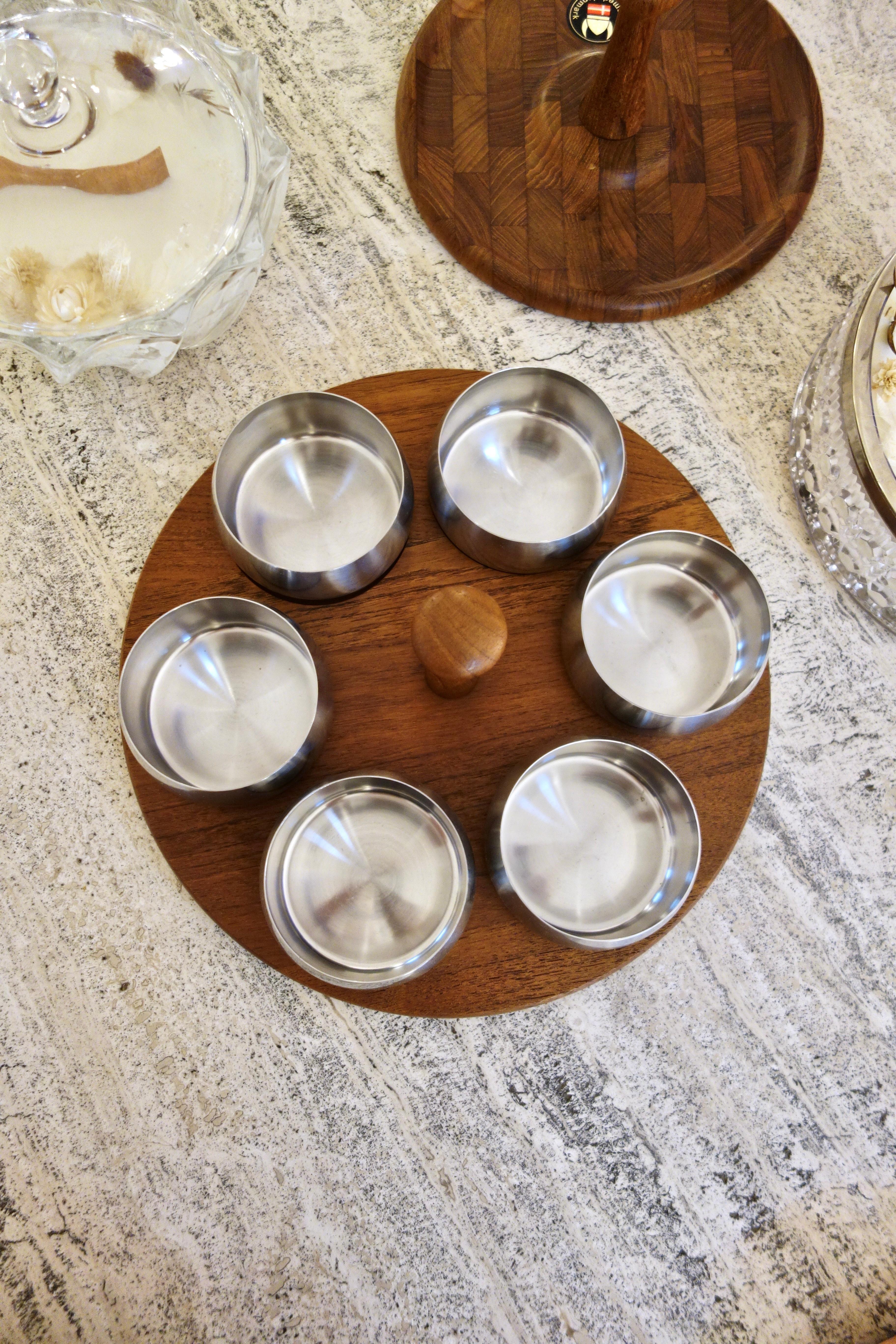 Danish Scandinavian Appetizer Teak Tray by Lundtofte, Denmark 1960's