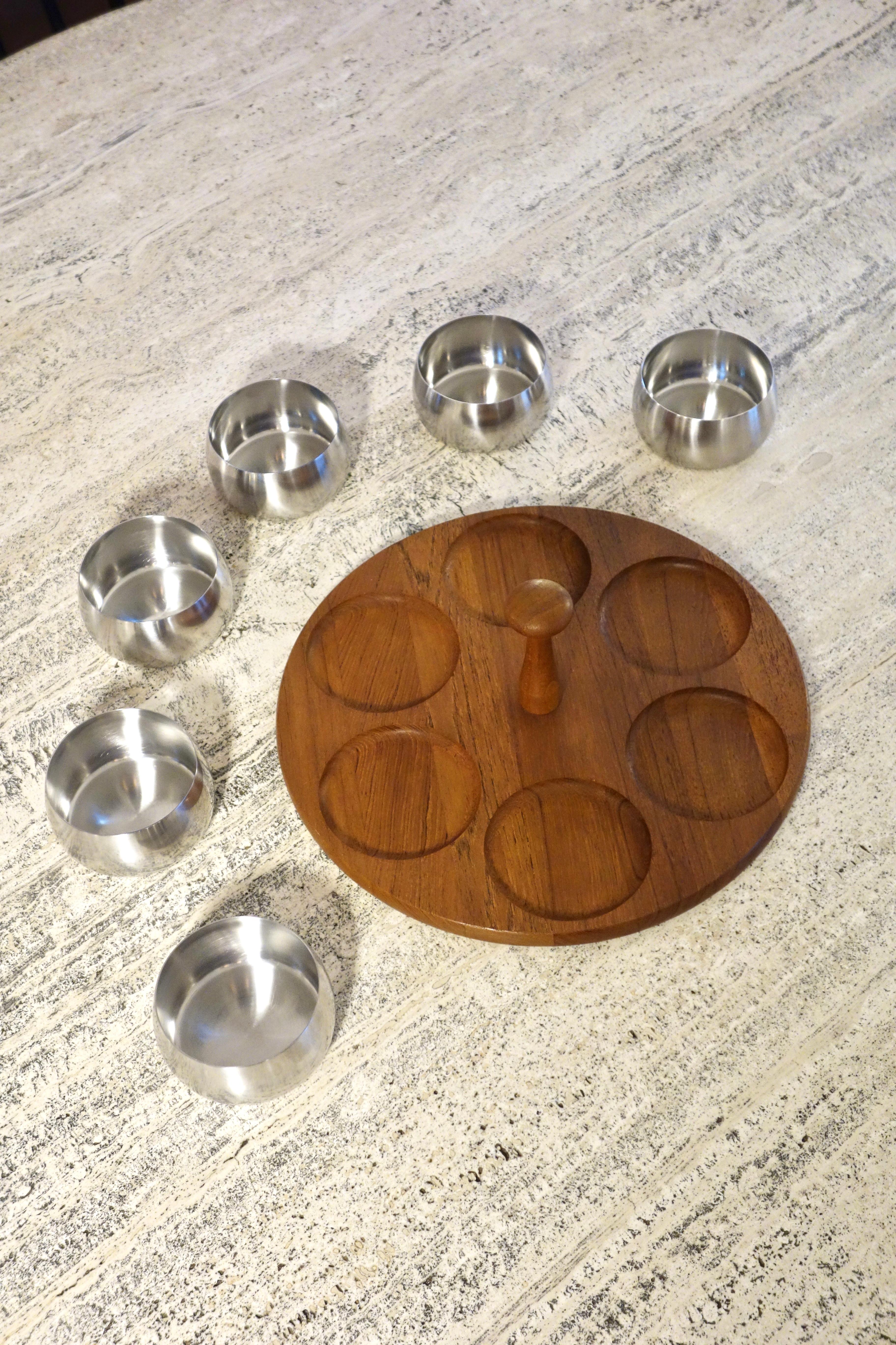 Oiled Scandinavian Appetizer Teak Tray by Lundtofte, Denmark 1960's