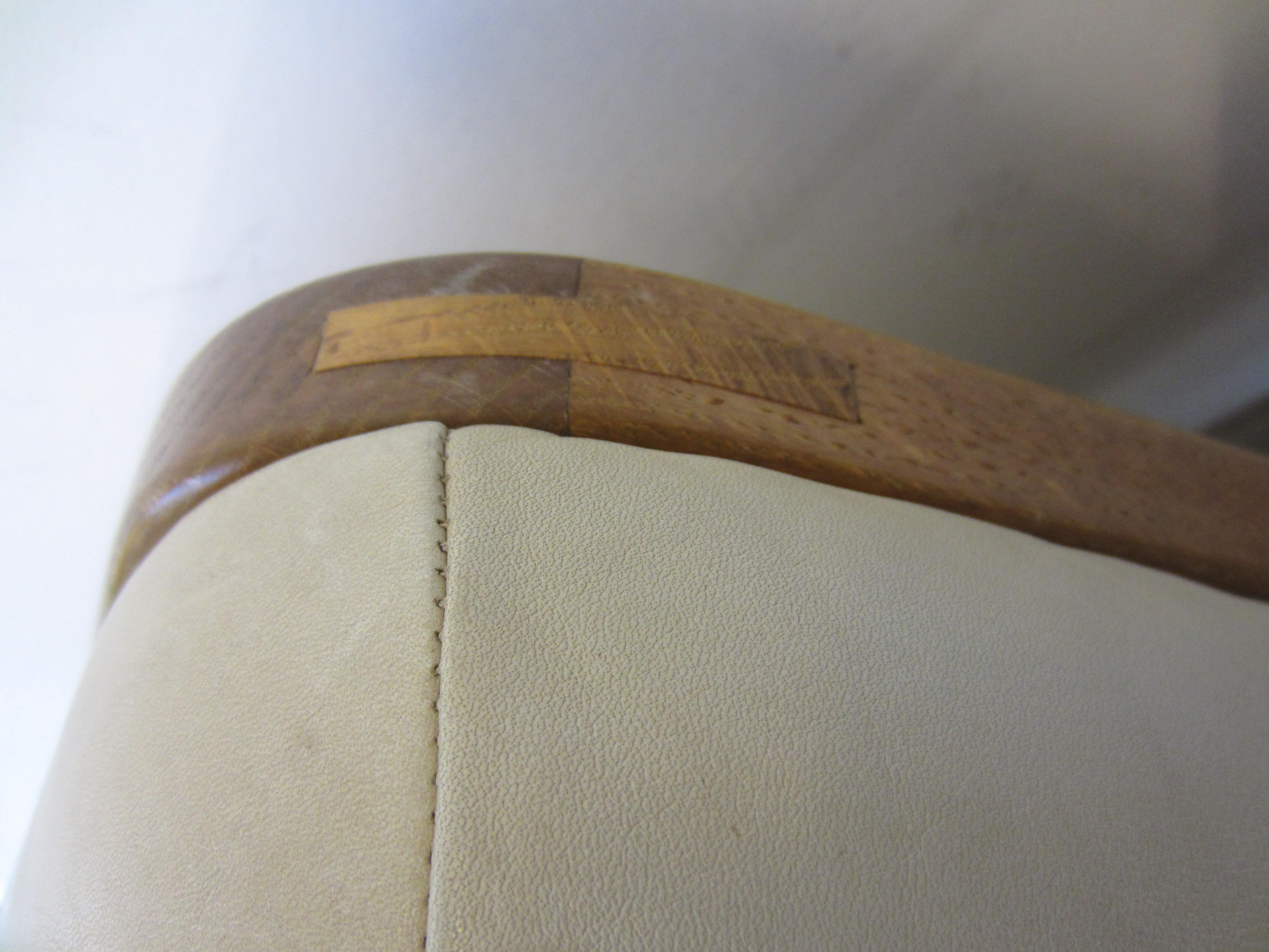 Leather Scandinavian Armchair cream leather, 1960s For Sale