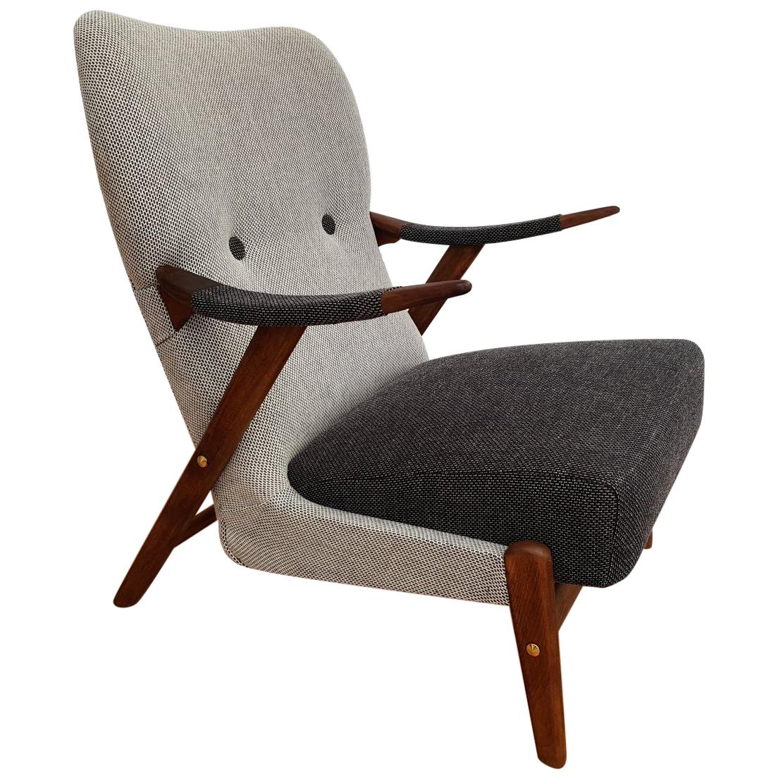 Scandinavian Armchair 1960s-1970s, Wool, Completely Restored