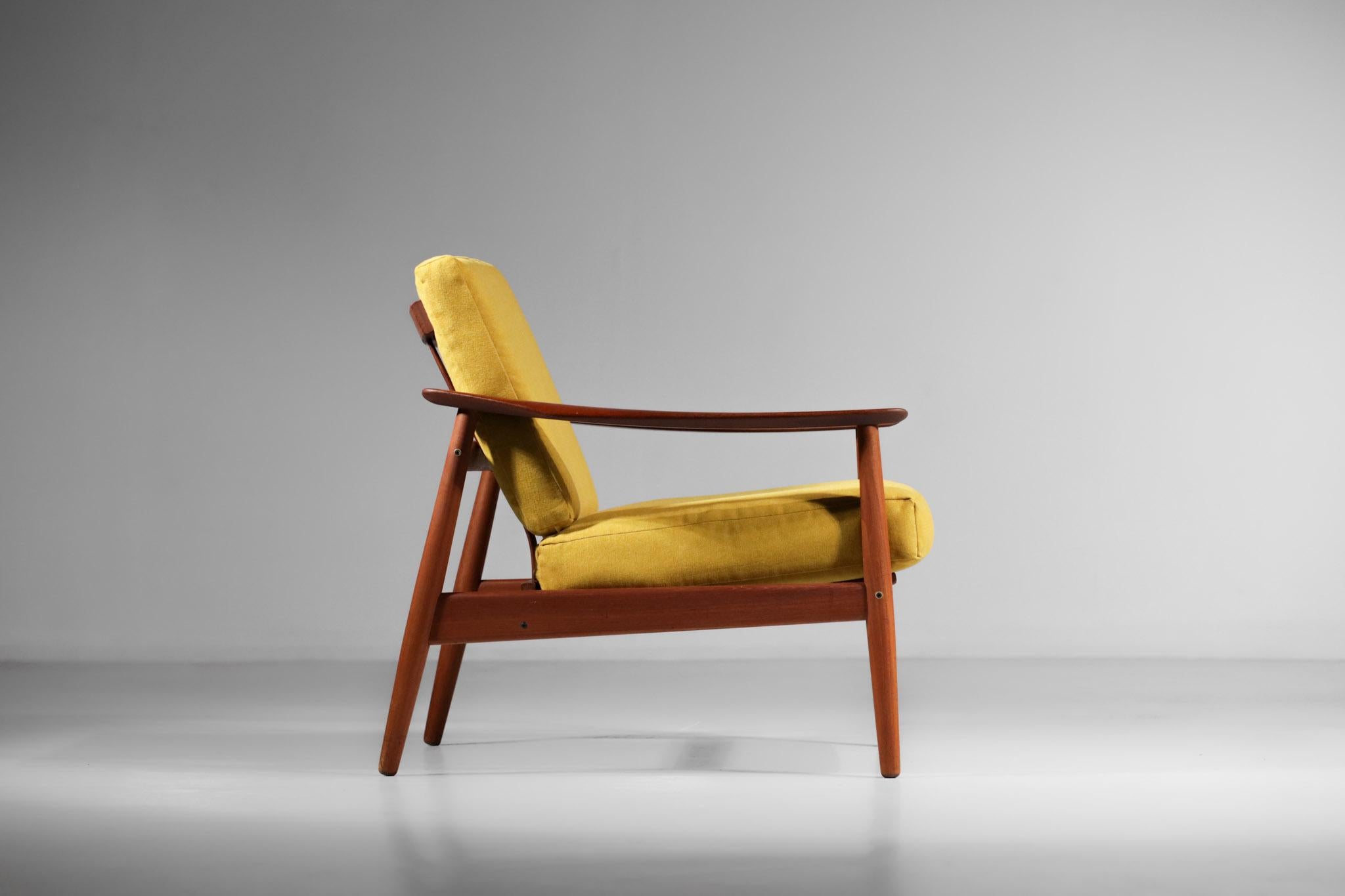 Wool Scandinavian Armchair by Arne Vodder Solid Teak for France and Son Danish, 1960'