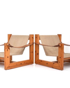 Scandinavian Armchairs by Hans Ehrlin & Christian Häggstam Pine, Canvas & Leathe