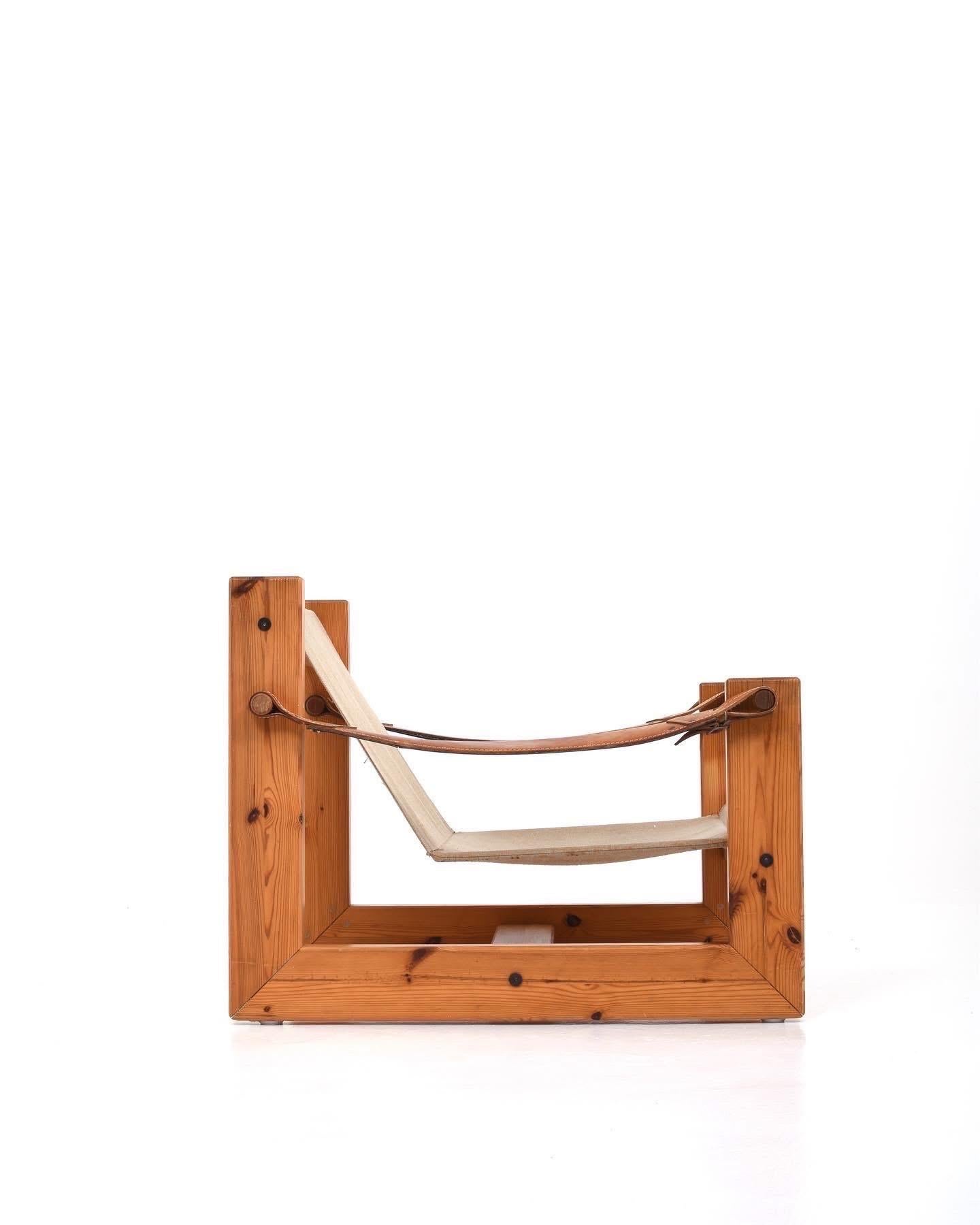 Skandinavische Sessel von Hans Ehrlin & Christian Häggstam Kiefer, Segeltuch und Leder im Angebot 5