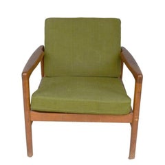 Fauteuils scandinaves recouverts de velours vert, 1960