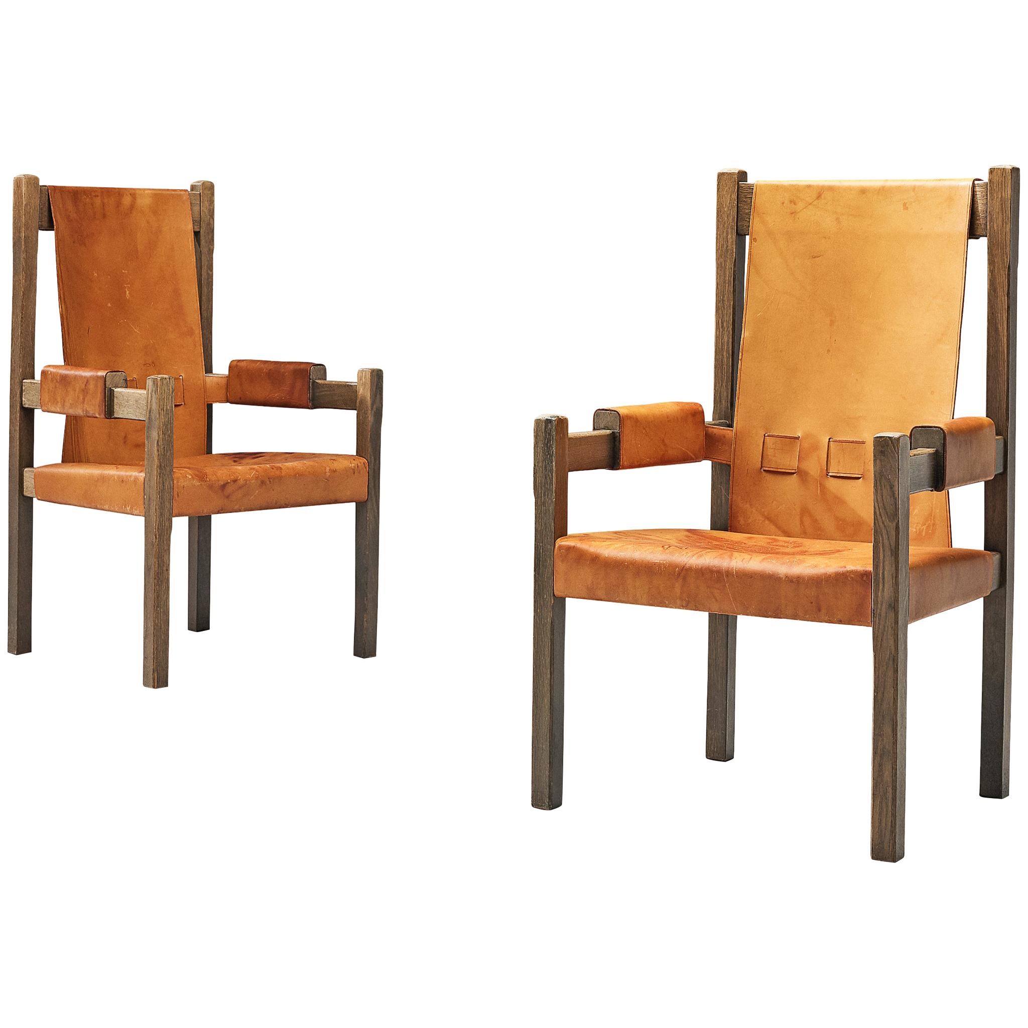 Scandinavian Armchairs with High Backs