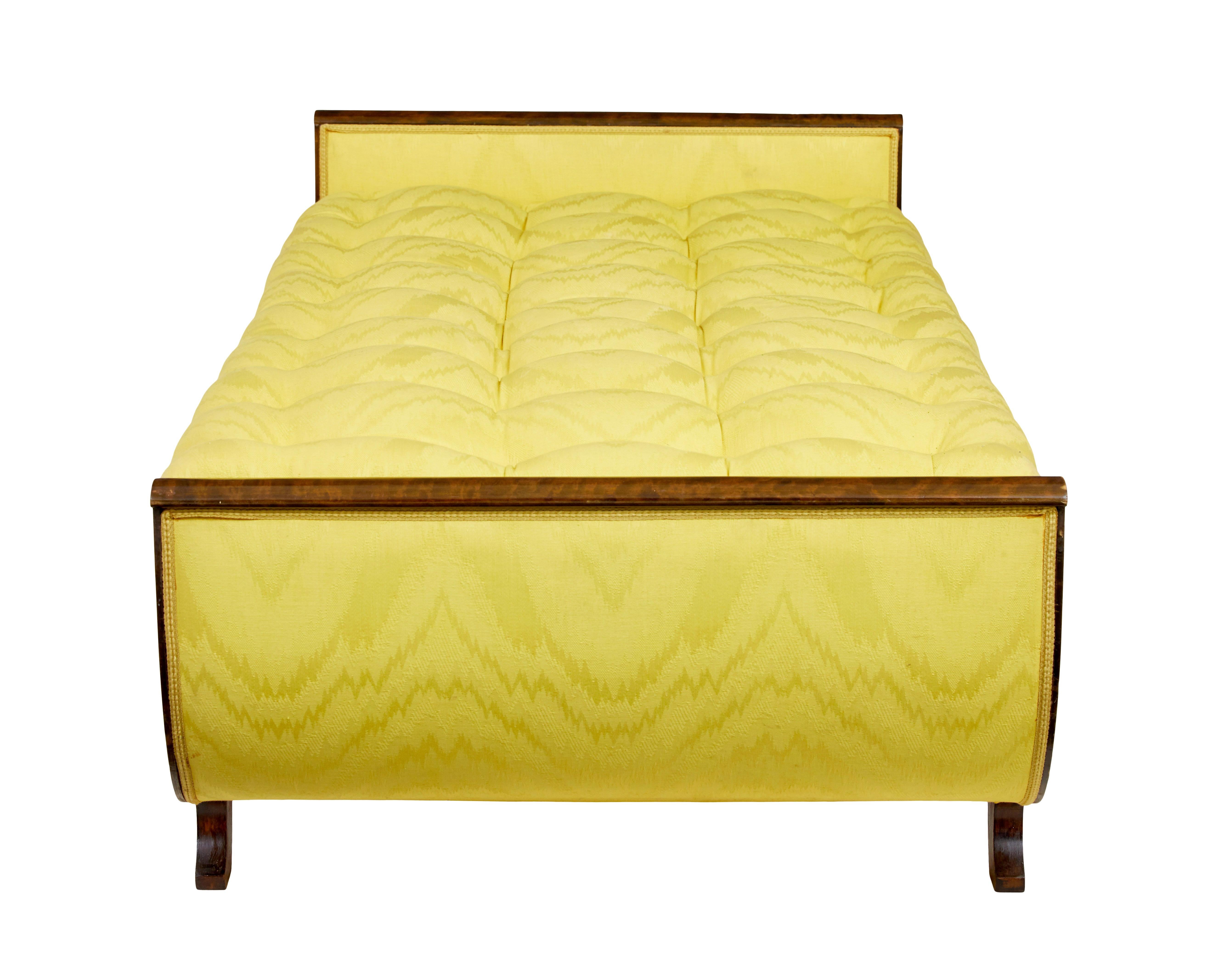 Hand-Carved Scandinavian art deco birch and kingwood chaise