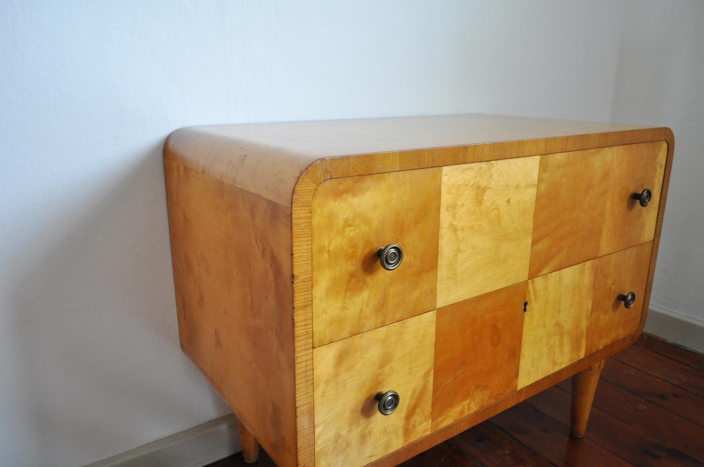 20th Century Scandinavian Art Deco Birch Chest of Drawers, 1930s For Sale