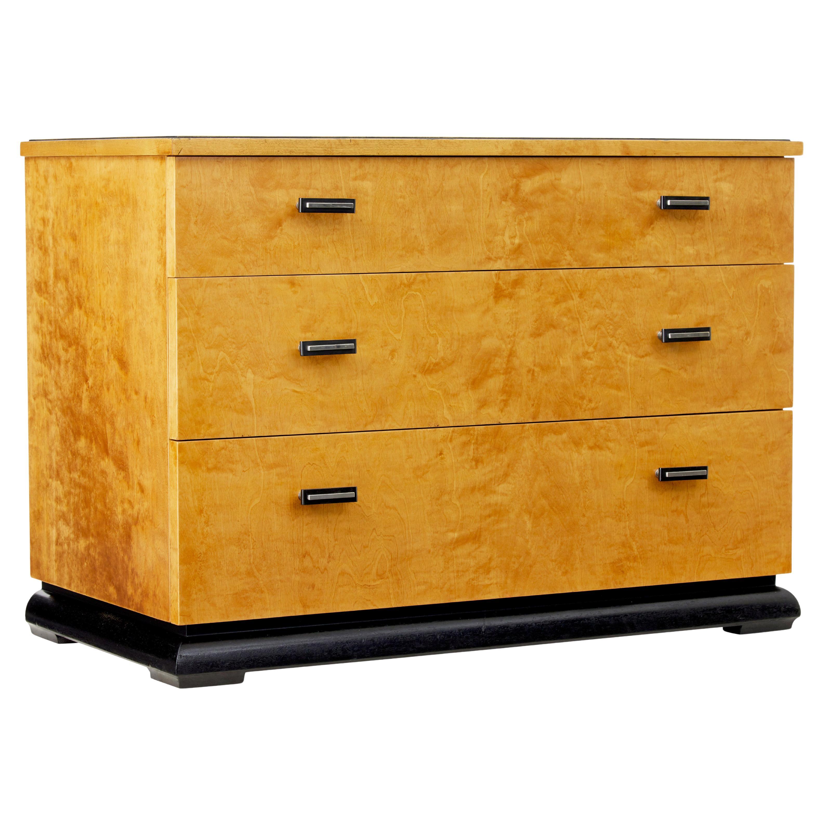 Cassettiera scandinava in betulla Art Déco