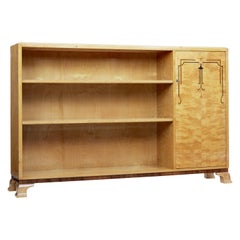 Antique Scandinavian Art Deco Birch Open Bookcase