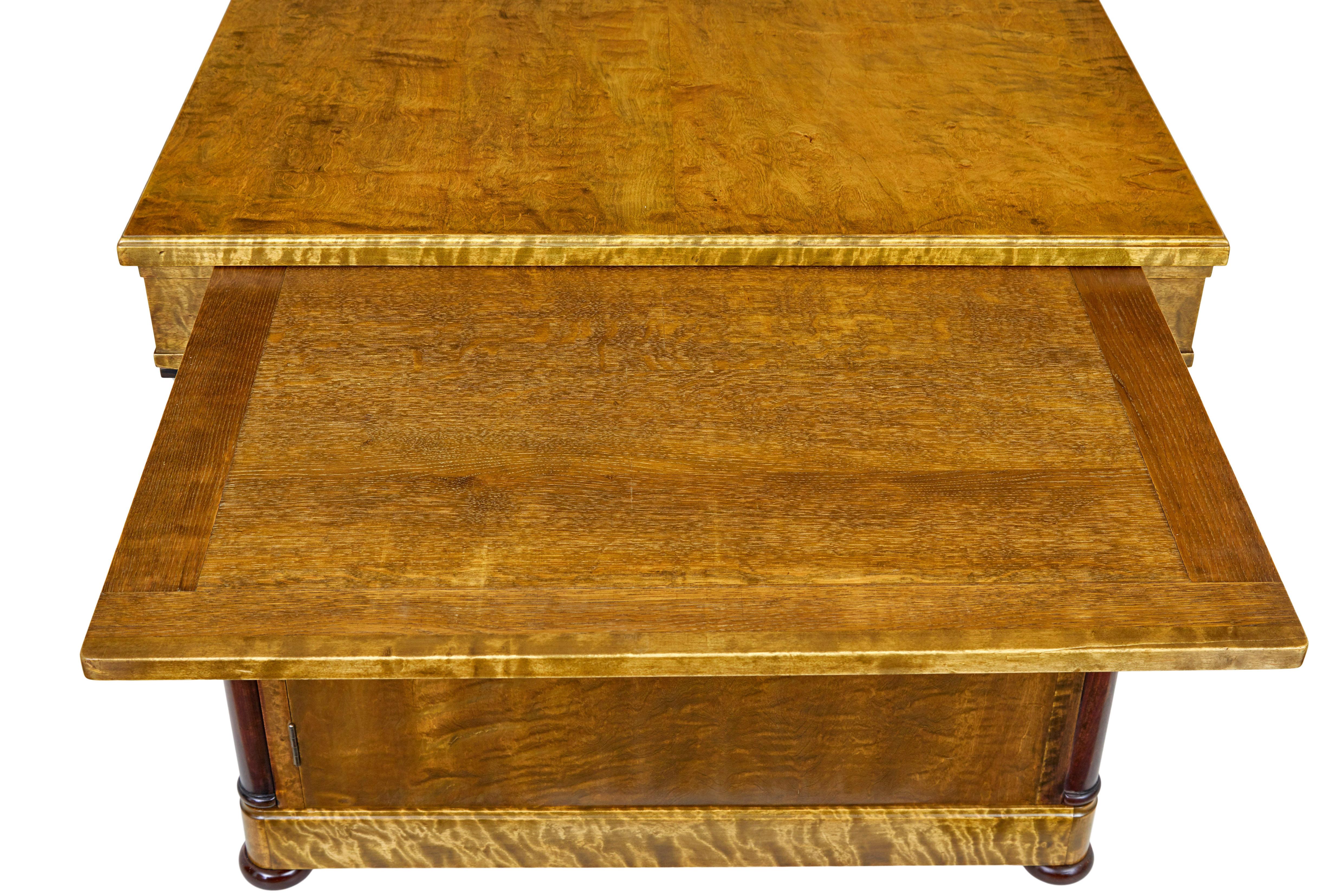 Scandinavian art deco birch pedestal desk For Sale 1