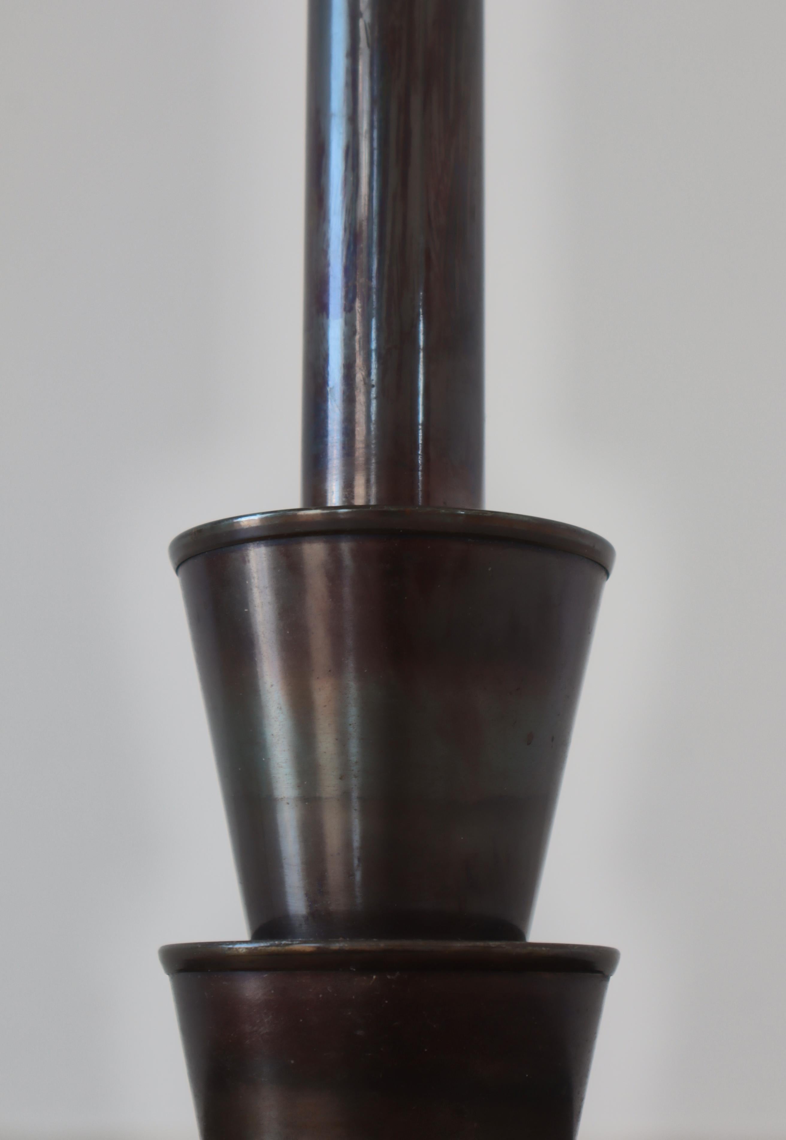 Lampadaire scandinave Art déco en bronze, style Just Andersen, années 1930 en vente 4