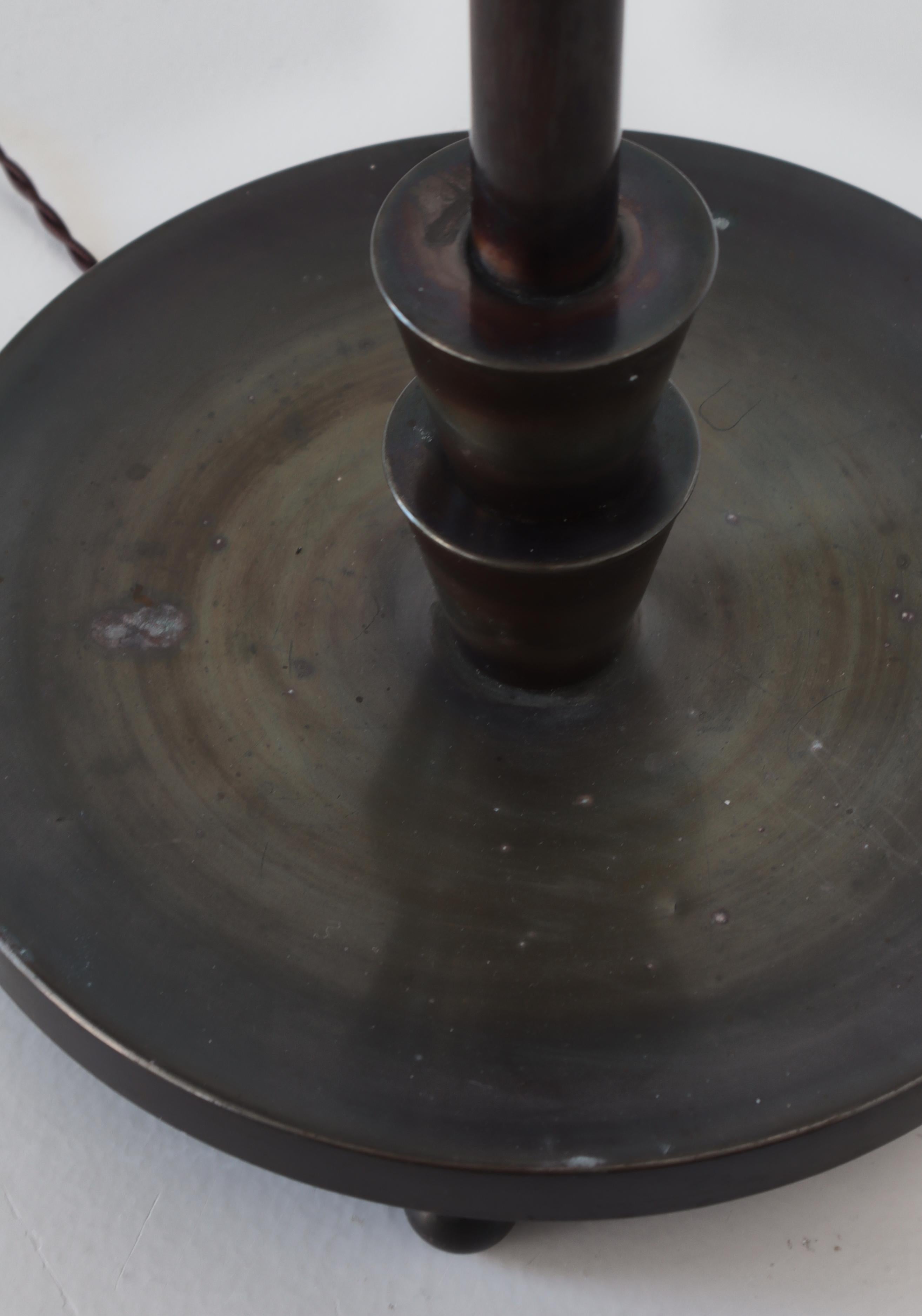Lampadaire scandinave Art déco en bronze, style Just Andersen, années 1930 en vente 6