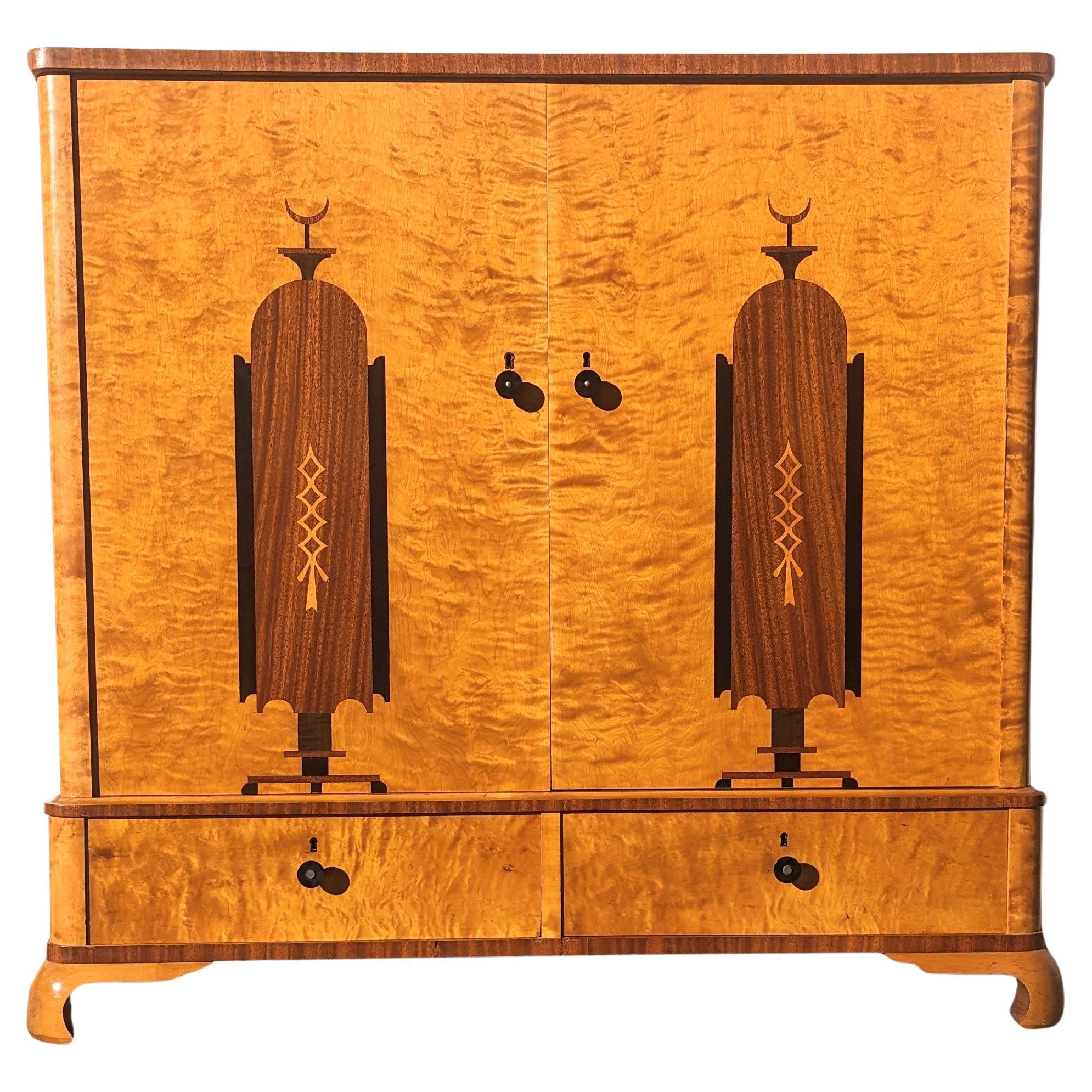 Scandinavian Art Deco Burlwood Cabinet  For Sale