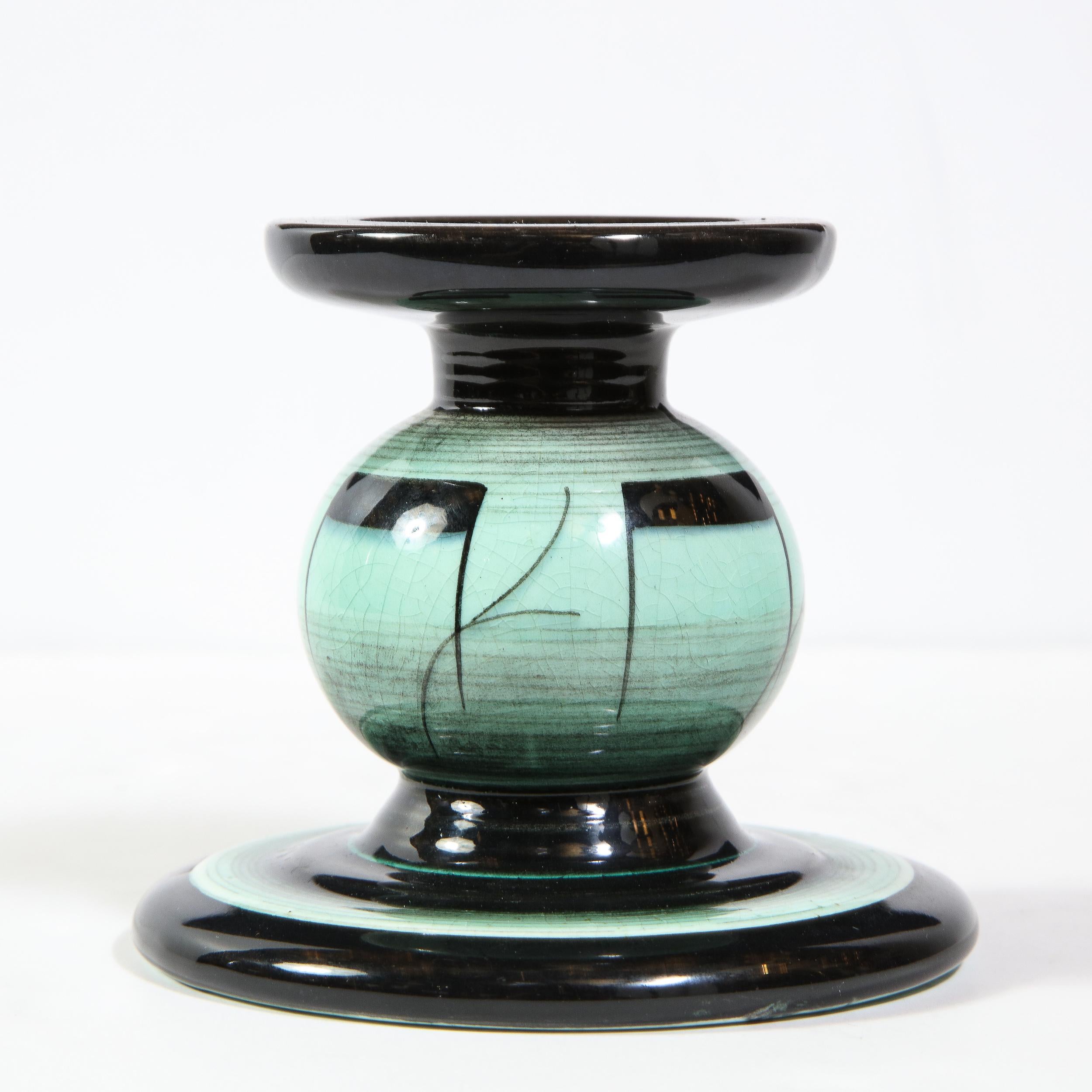 Scandinavian Art Deco Ceramic Candleholder by Ilse Claesson for Rörstrand In Good Condition For Sale In New York, NY
