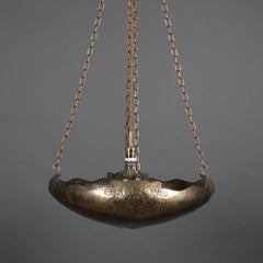 Scandinavian Art Deco Chandelier Ceiling Lamp Patinated Brass, 1920s