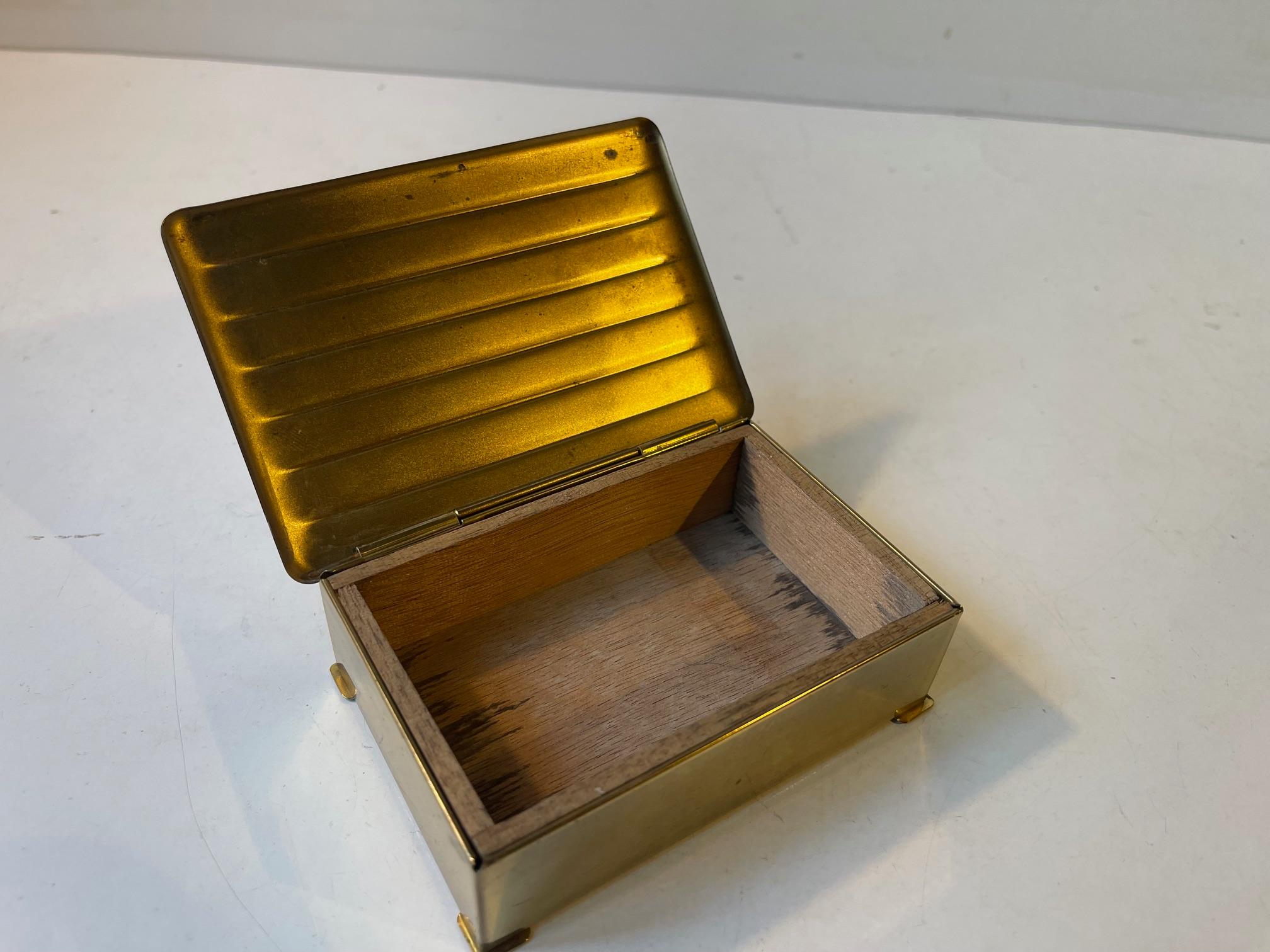 Mid-20th Century Scandinavian Art Deco Cigar Box in Brass, 1930s For Sale