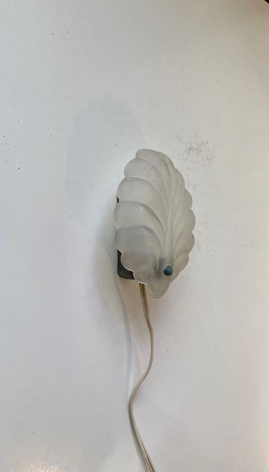 Frosted Scandinavian Art Deco Clam Shell Sconce, 1930s