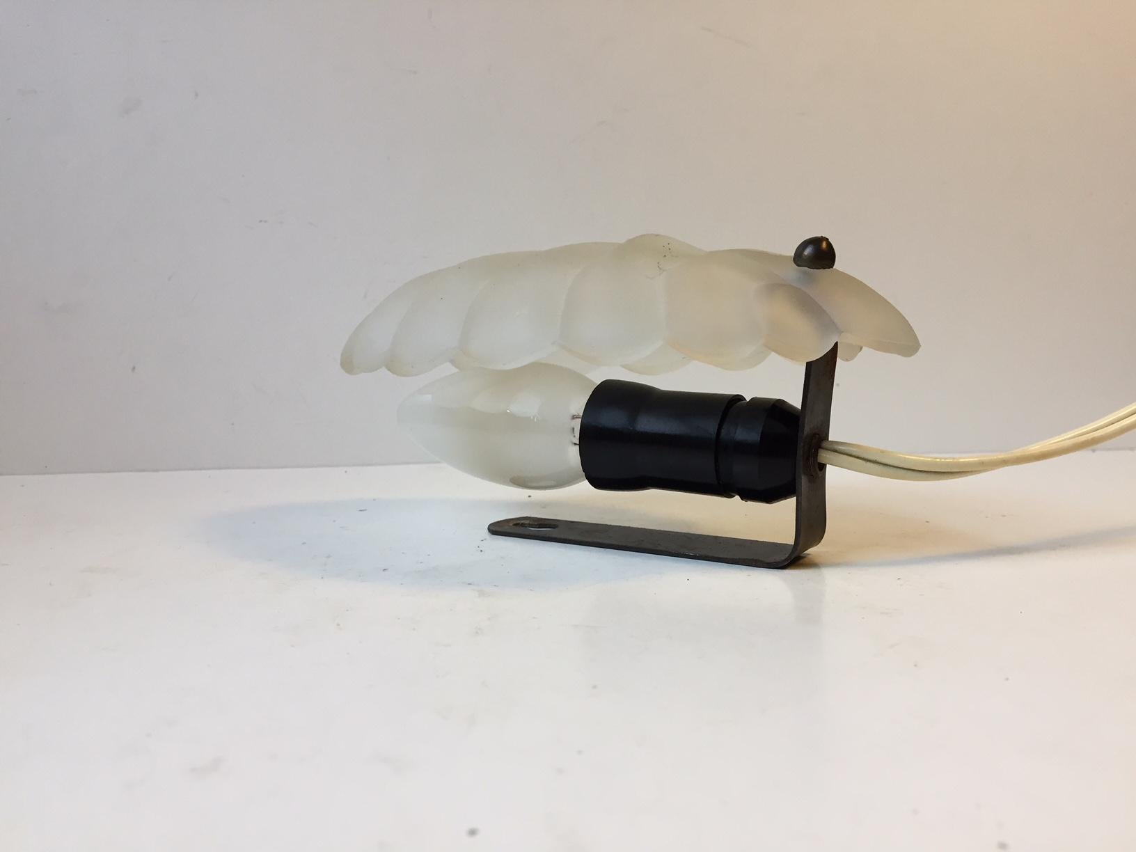 Frosted Scandinavian Art Deco Clam Shell Sconce, 1930s