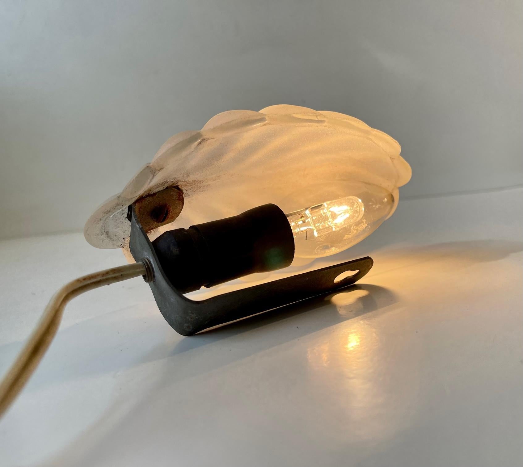 Glass Scandinavian Art Deco Clam Shell Sconce, 1930s