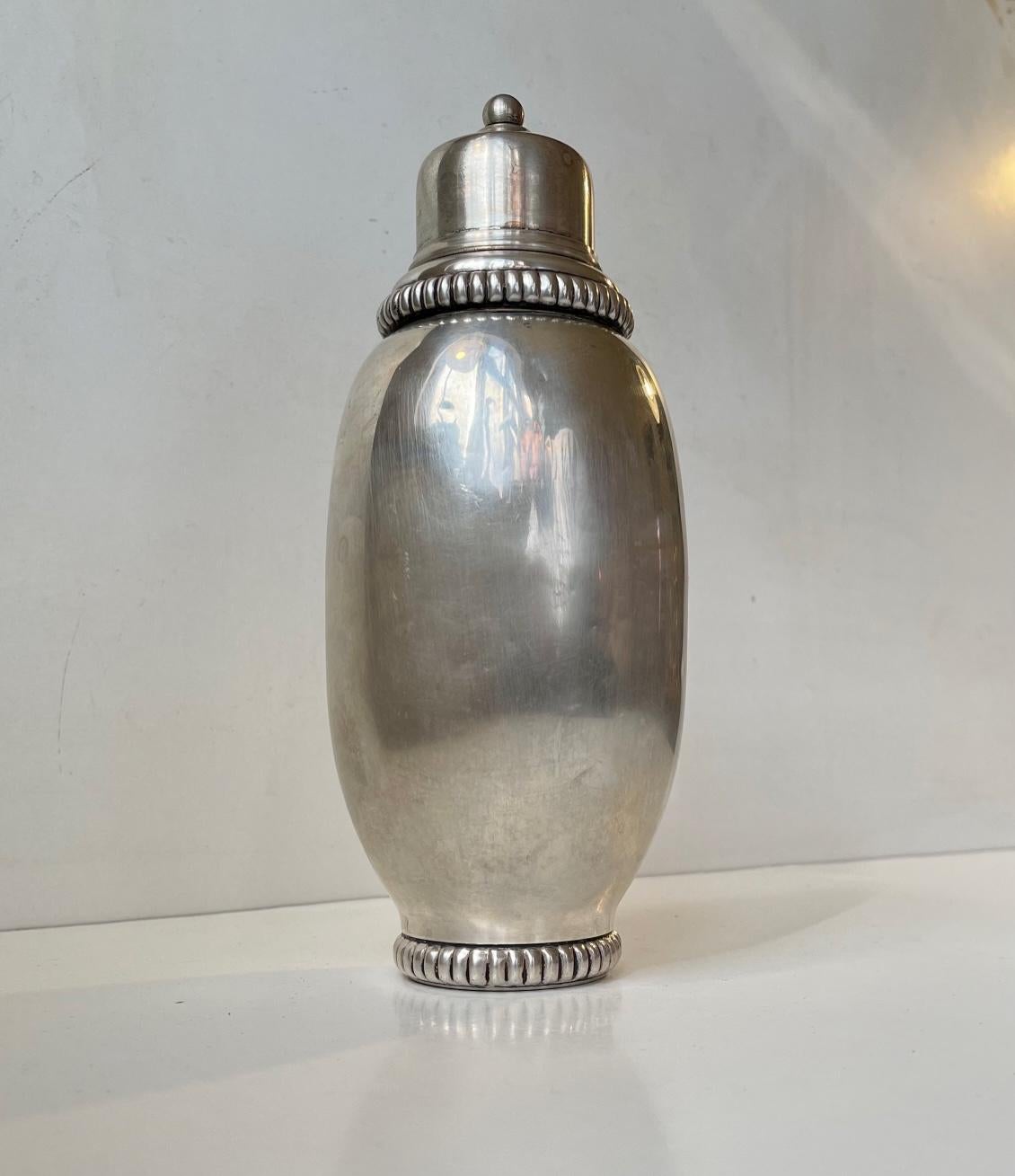 Polished Scandinavian Art Deco Cocktail Shaker with Royal Crown, 1920s