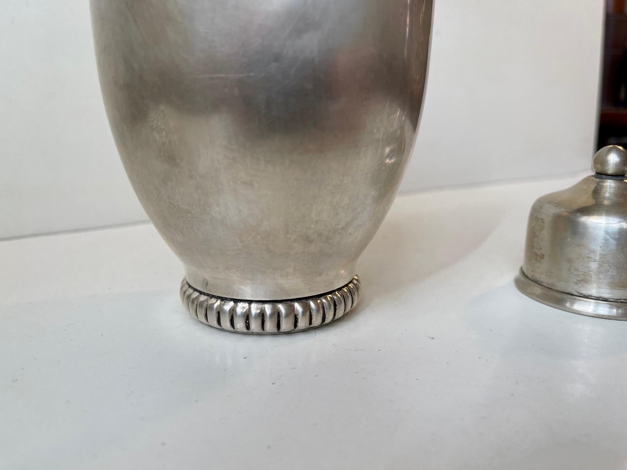 Pewter Scandinavian Art Deco Cocktail Shaker with Royal Crown, 1920s