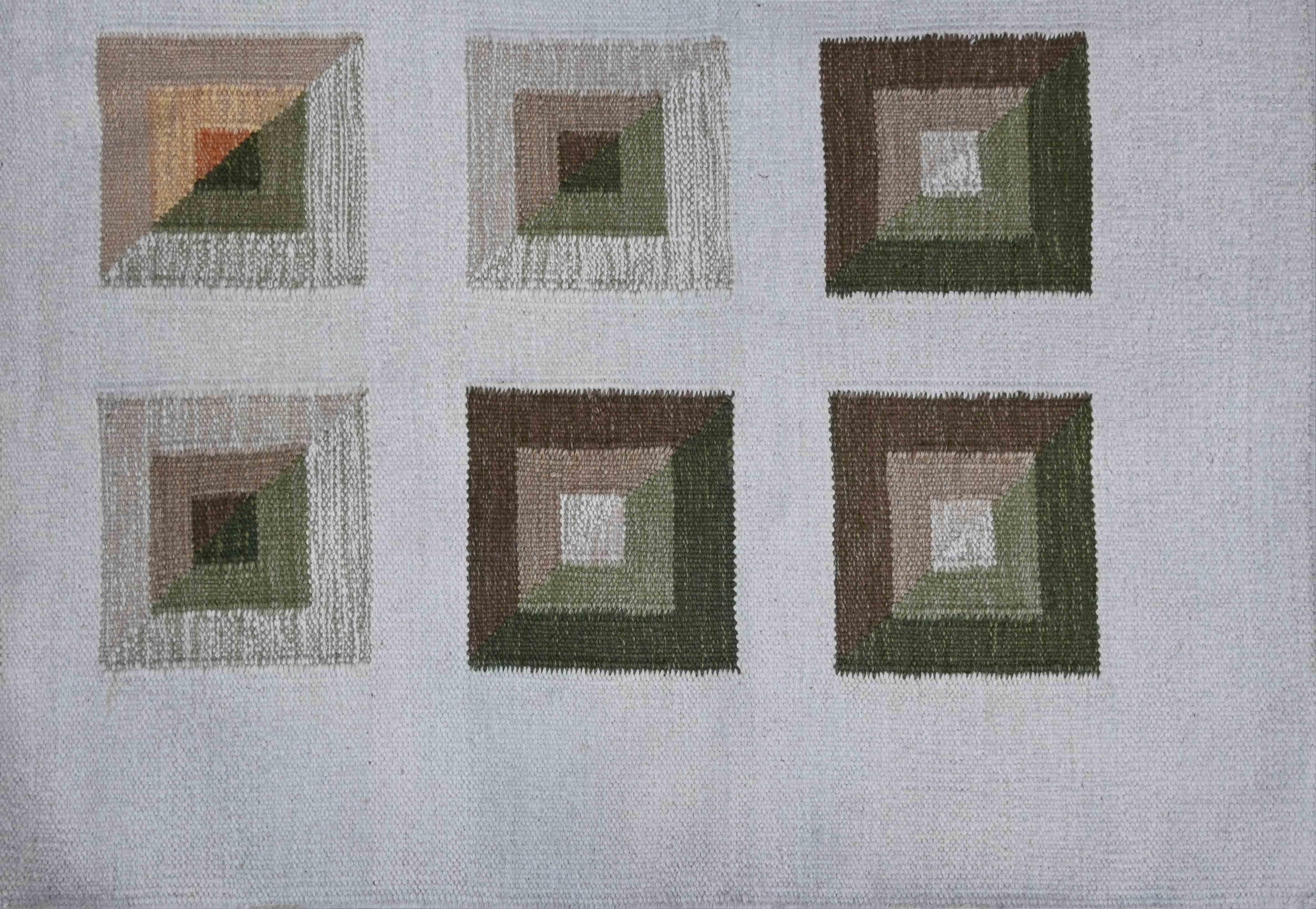 Tissé à la main Art Déco Scandinave - Exceptionnel Tapis d'Art 236 X 174 Cm - No. 1567 en vente