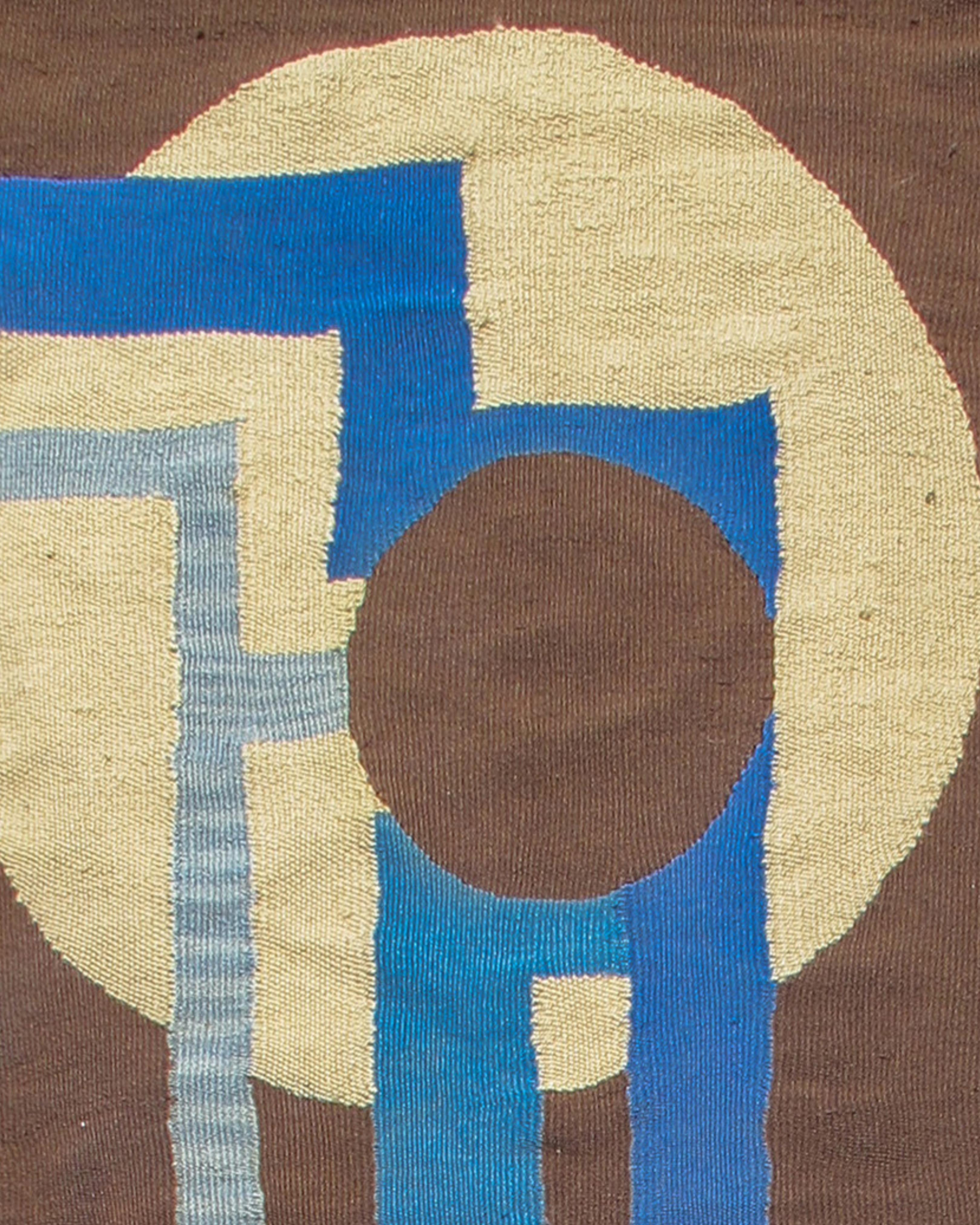 Tessuto a mano Tappeto scandinavo a trama piatta Art Déco, metà del XX secolo in vendita