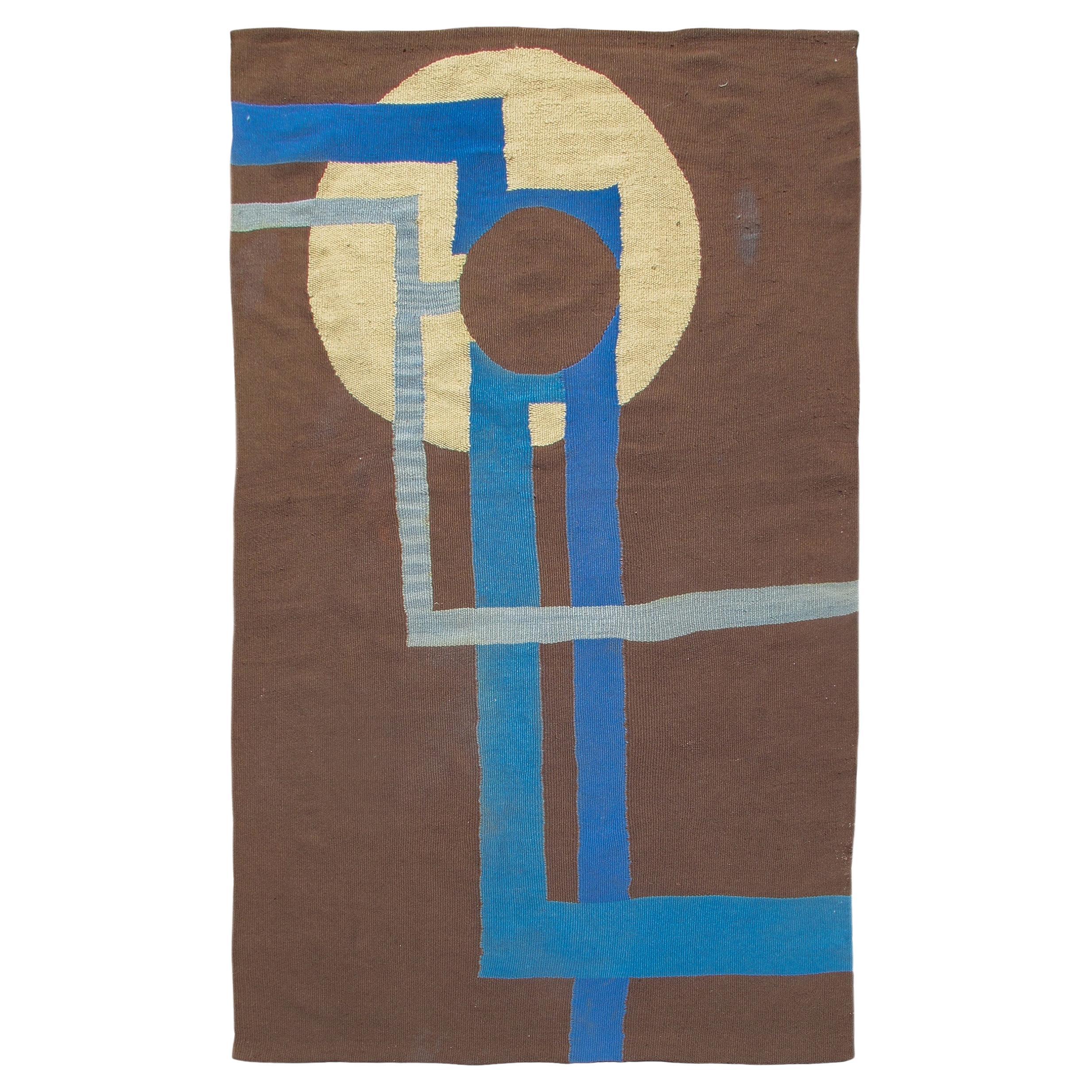 Scandinavian Art Deco Flatweave Rug, Mid 20th Century