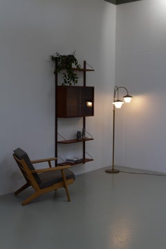 Scandinavian Art Deco Floor Lamp in Brass and Glass, 1920s.