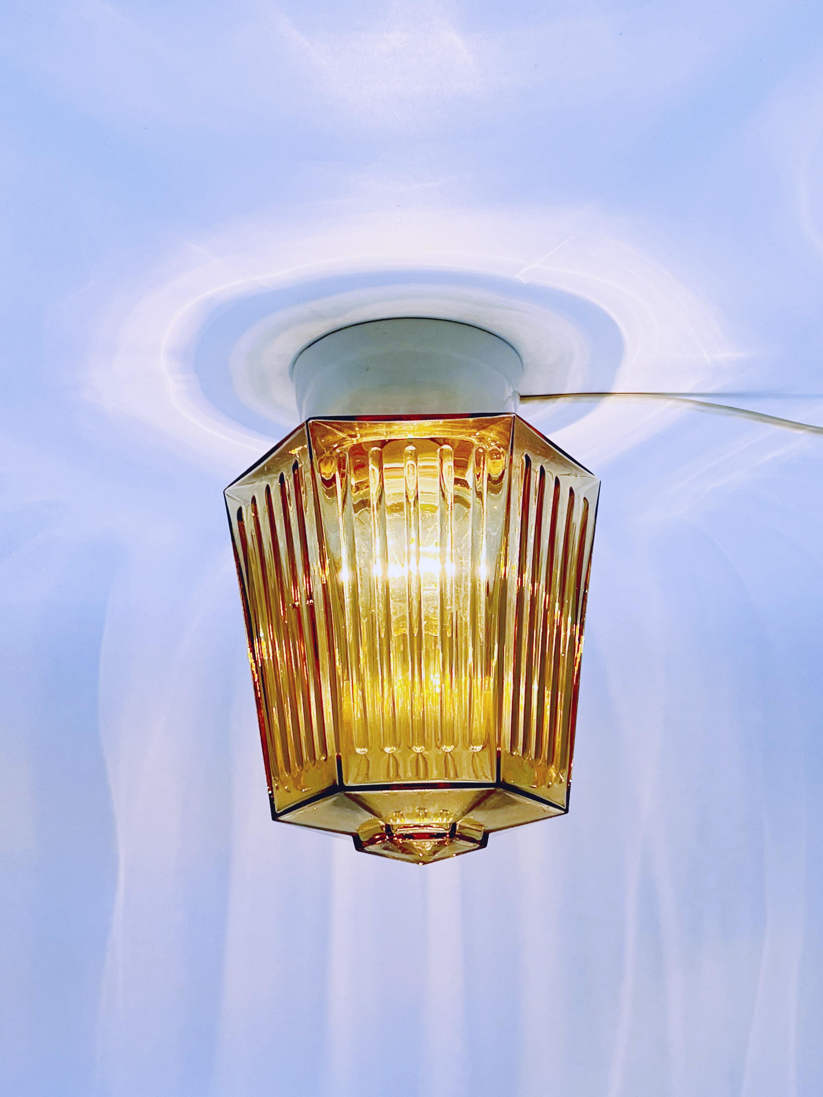 Lampada da soffitto ad incasso in stile Art Deco scandinavo, vetro Greene & Greene, 1930-50 circa. in vendita 4