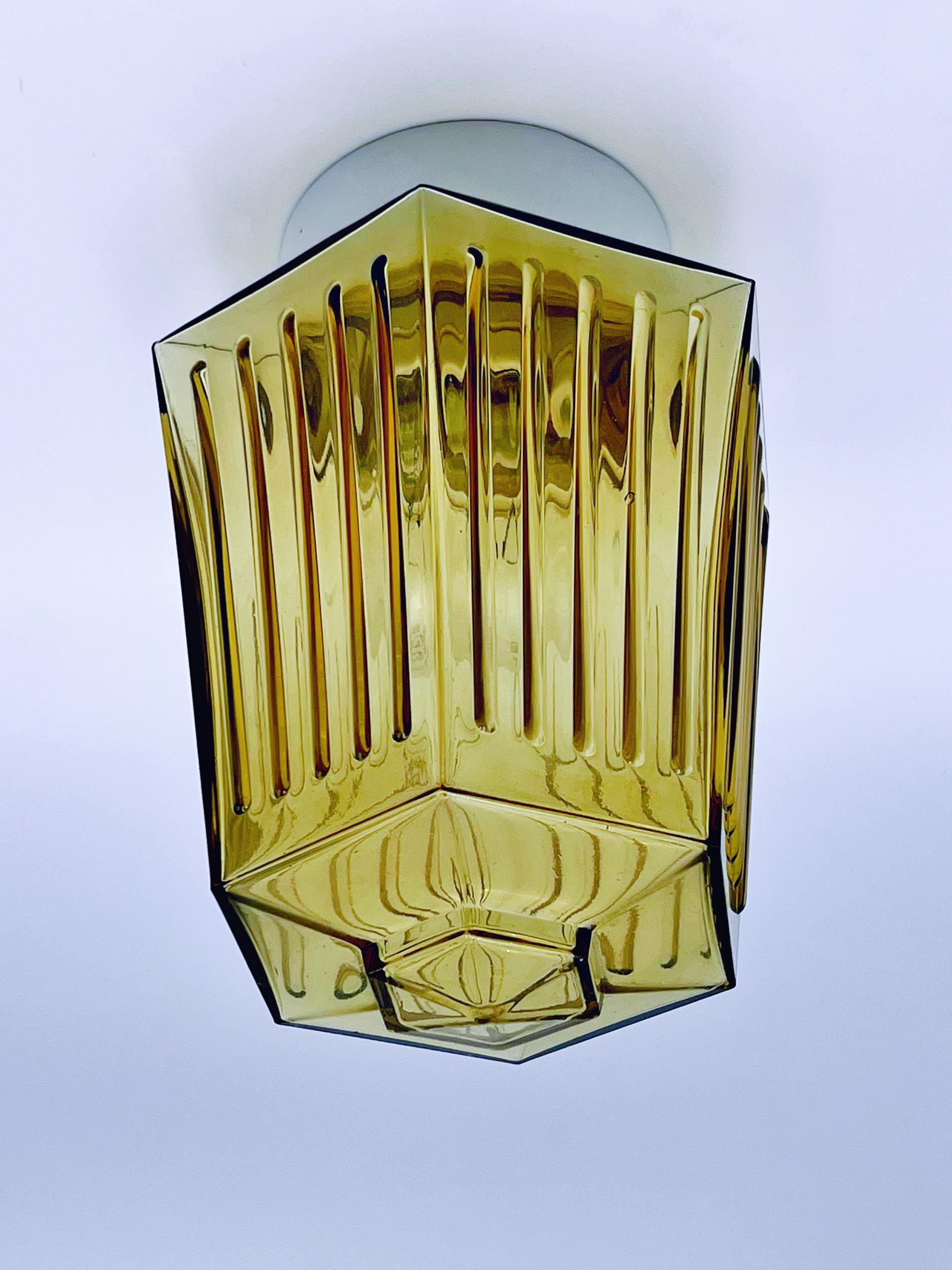 Lampada da soffitto ad incasso in stile Art Deco scandinavo, vetro Greene & Greene, 1930-50 circa. in vendita 5
