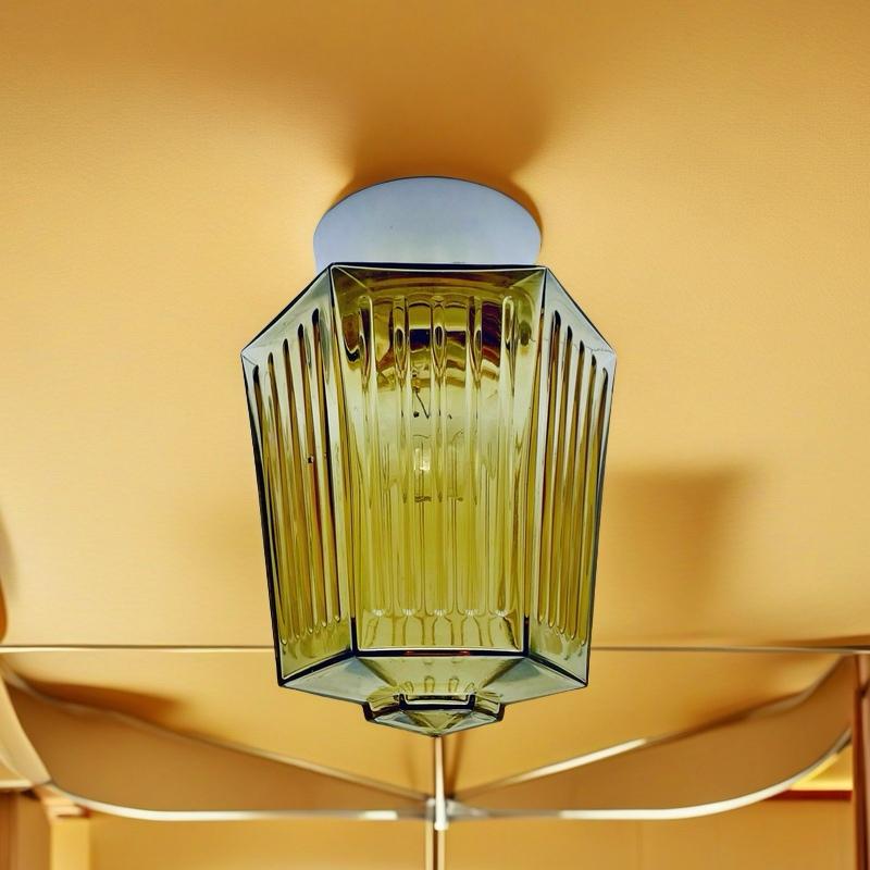 Lampada da soffitto ad incasso in stile Art Deco scandinavo, vetro Greene & Greene, 1930-50 circa. in vendita 7