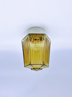 Plafonnier Art Déco scandinave encastré, verre vert Oliver, vers les années 1930-50.