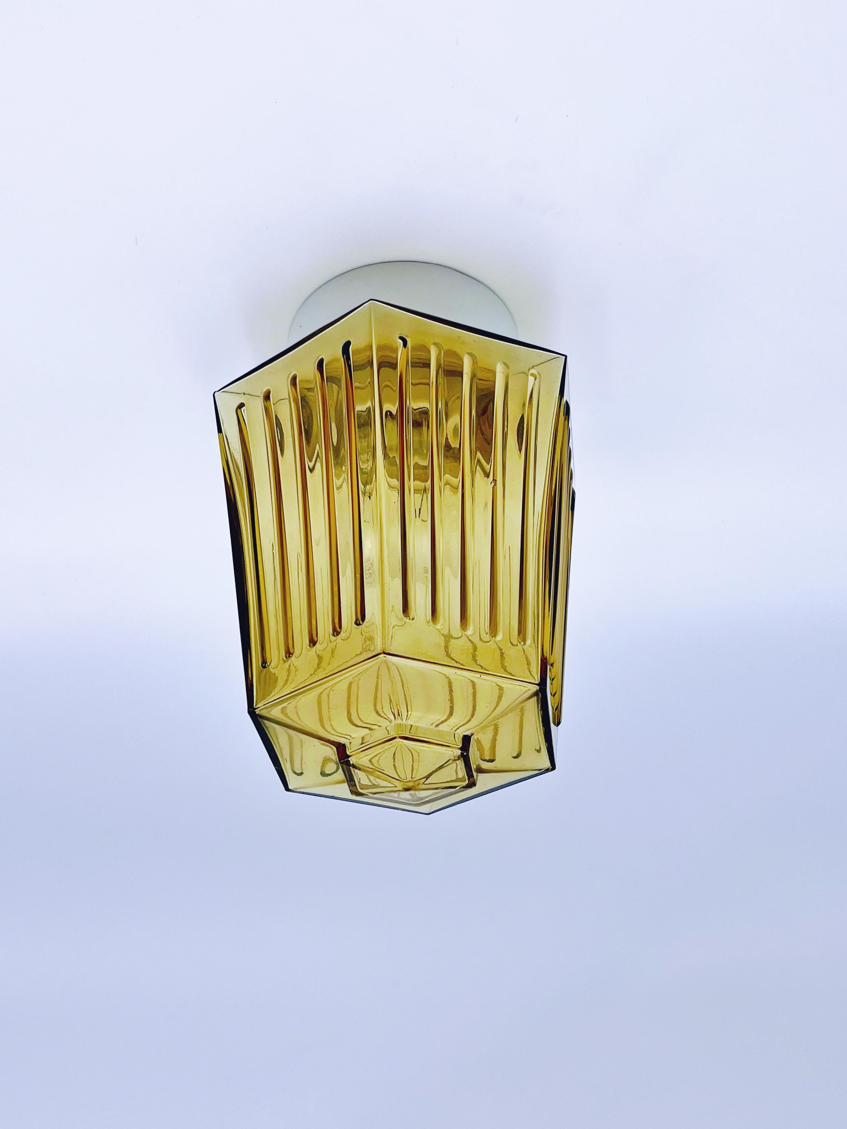 XX secolo Lampada da soffitto ad incasso in stile Art Deco scandinavo, vetro Greene & Greene, 1930-50 circa. in vendita