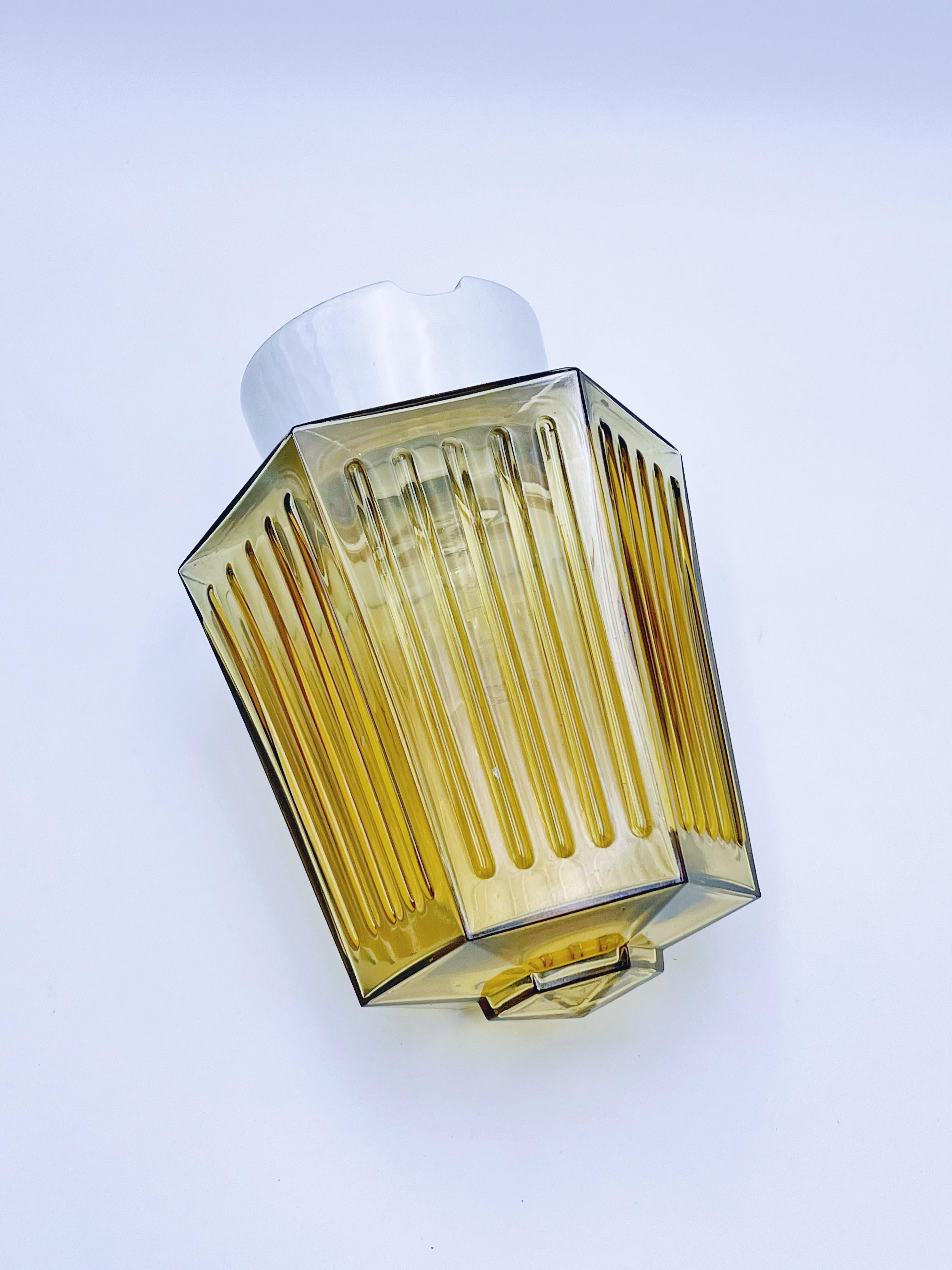 Lampada da soffitto ad incasso in stile Art Deco scandinavo, vetro Greene & Greene, 1930-50 circa. in vendita 2