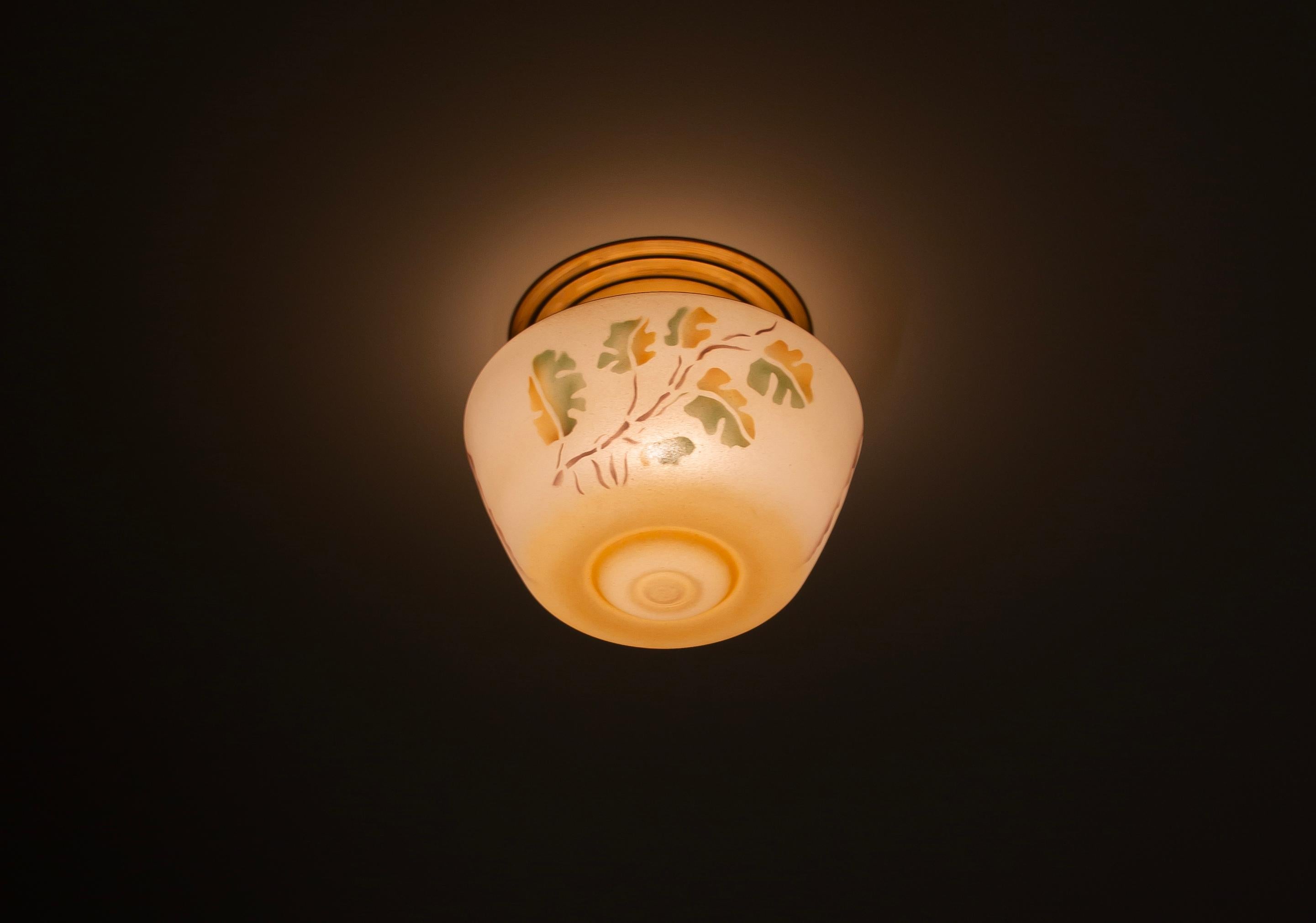 Scandinavian Art Deco Flush Mount Ceiling Light, 1920s For Sale 2